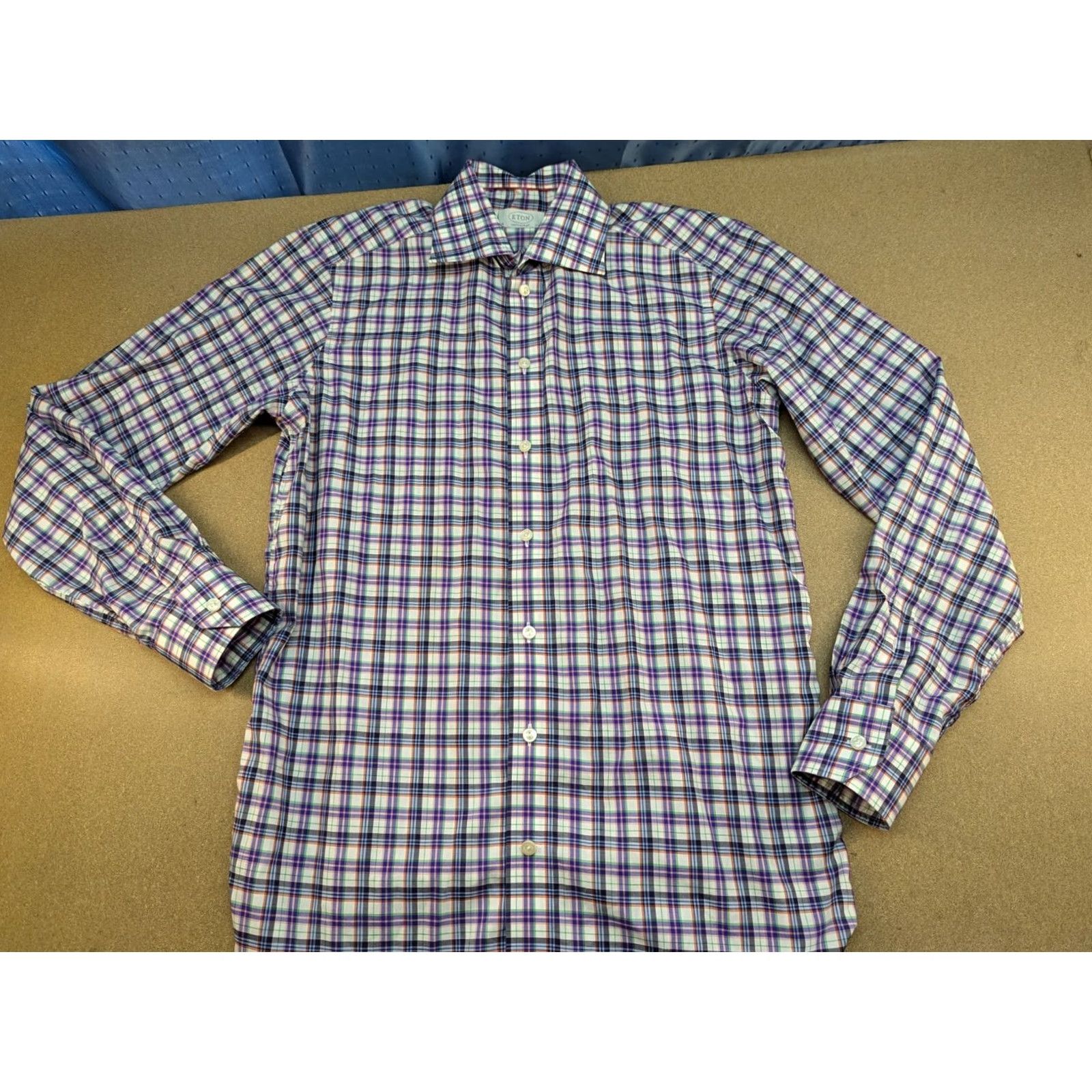 Eton VINTAGE ETON Cont emporary Button Up Shirt Mens Size 39 15.5 Long Sleeves Check Size US L / EU 52-54 / 3 - 2 Thumbnail