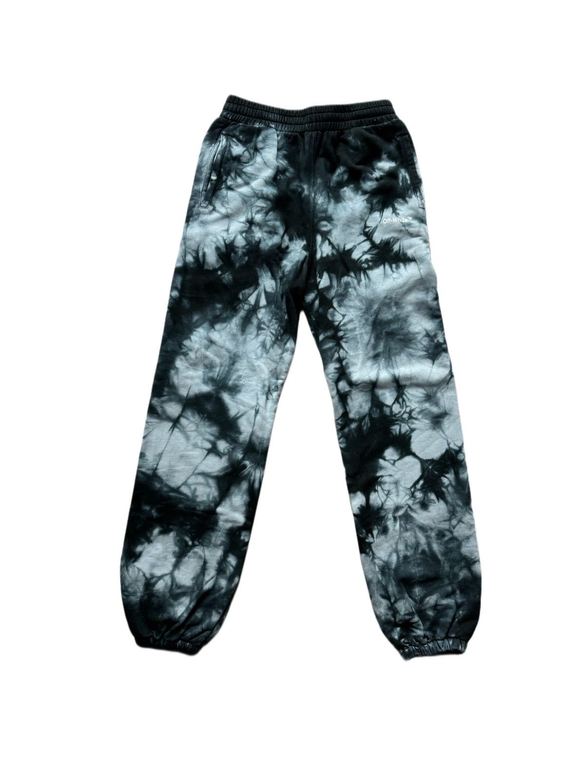 image of Off White x Virgil Abloh Off-White Black Tie-Dye Joggers With Logo Print, Men's (Size 31)