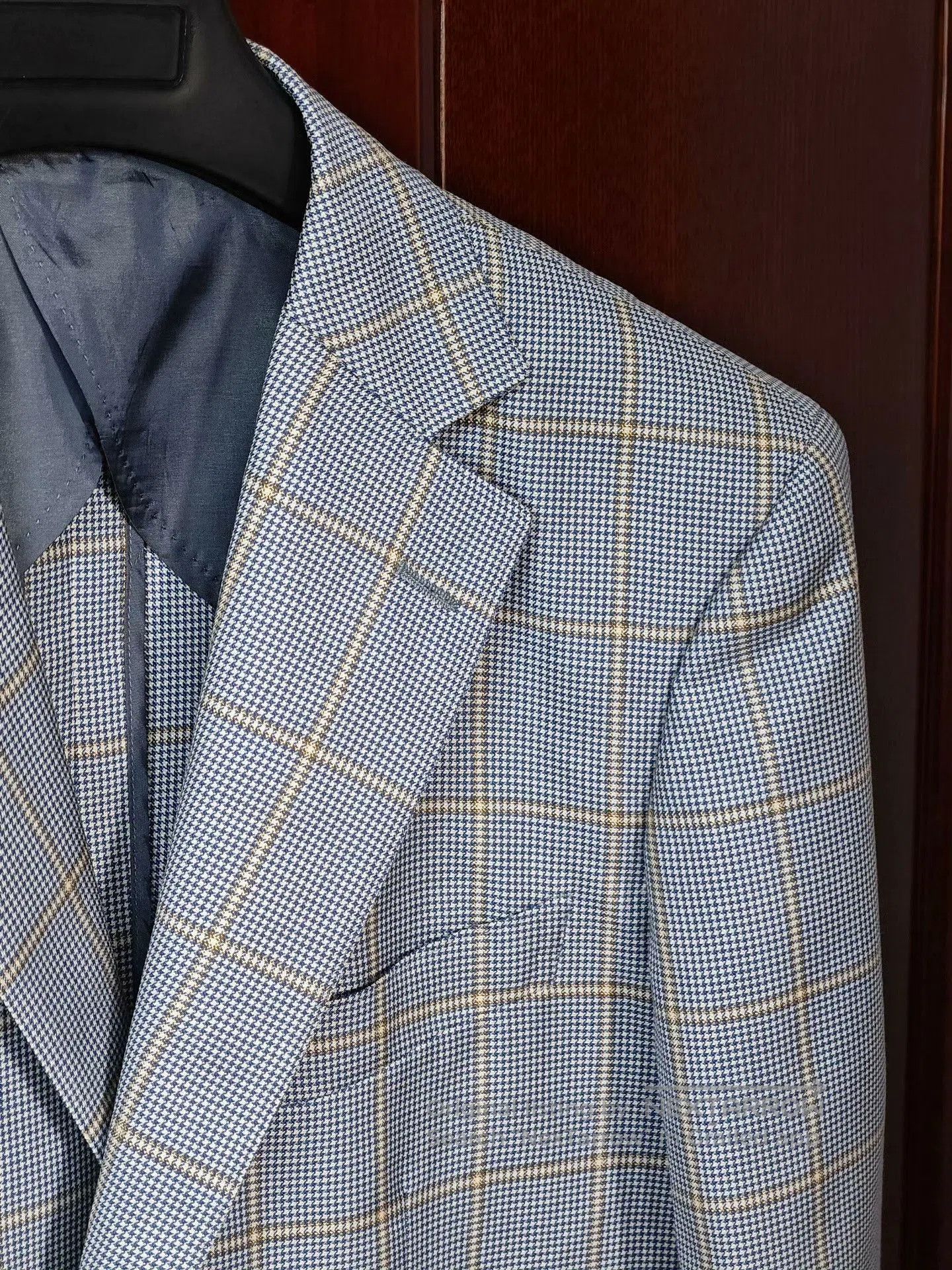 Ede & Ravenscroft Stylish Blue Check Wool-Silk Suit. Size US M / EU 48-50 / 2 - 2 Thumbnail