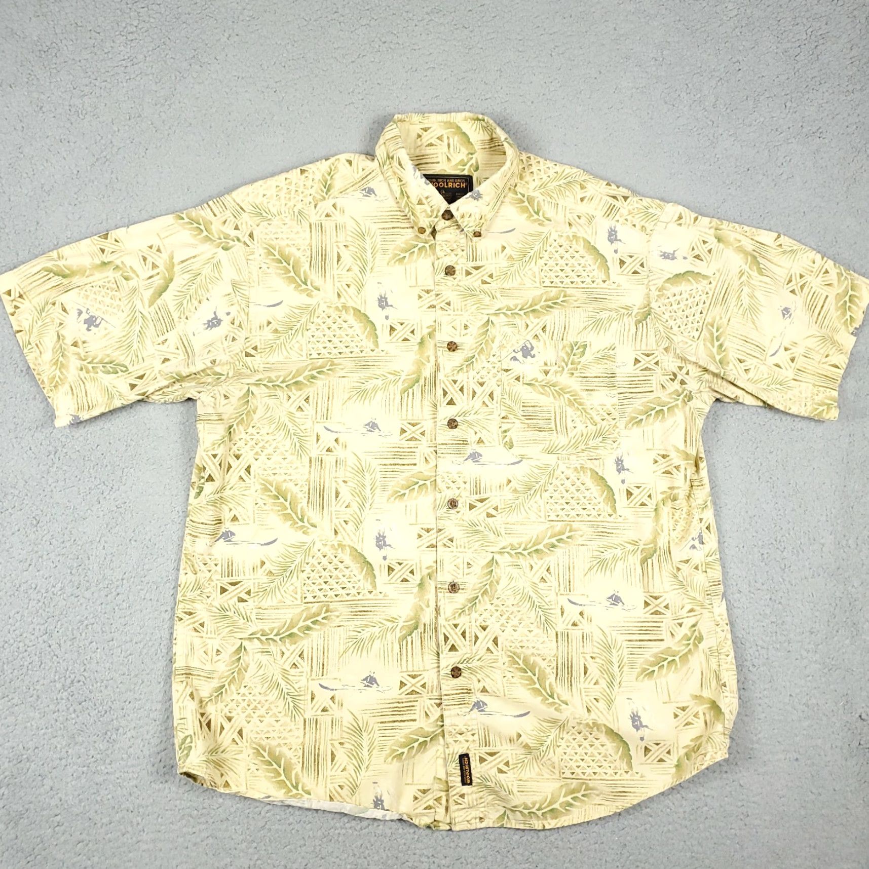 Vintage Woolrich Shirt Men's Floral Button-Up Short Sleeve Yellow Size Large - 90s Vintage Inspired? (But must not add new details) Size US L / EU 52-54 / 3 - 3 Thumbnail