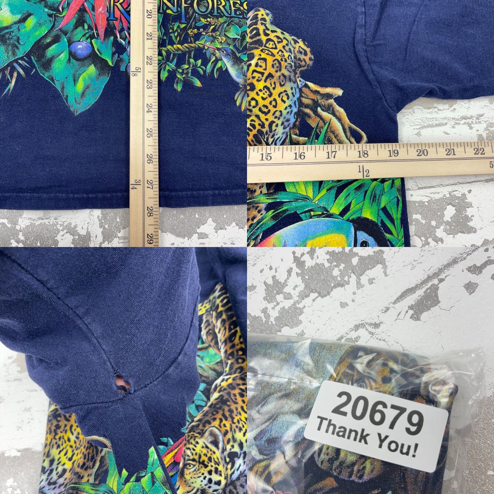 Habitat VINTAGE Habitat Busch Gardens Shirt Men M Blue Nature Rain Forest AOP All Over 80s Retro Graphic Print T-Shirt (Blue) Mens Size US M / EU 48-50 / 2 - 8 Thumbnail