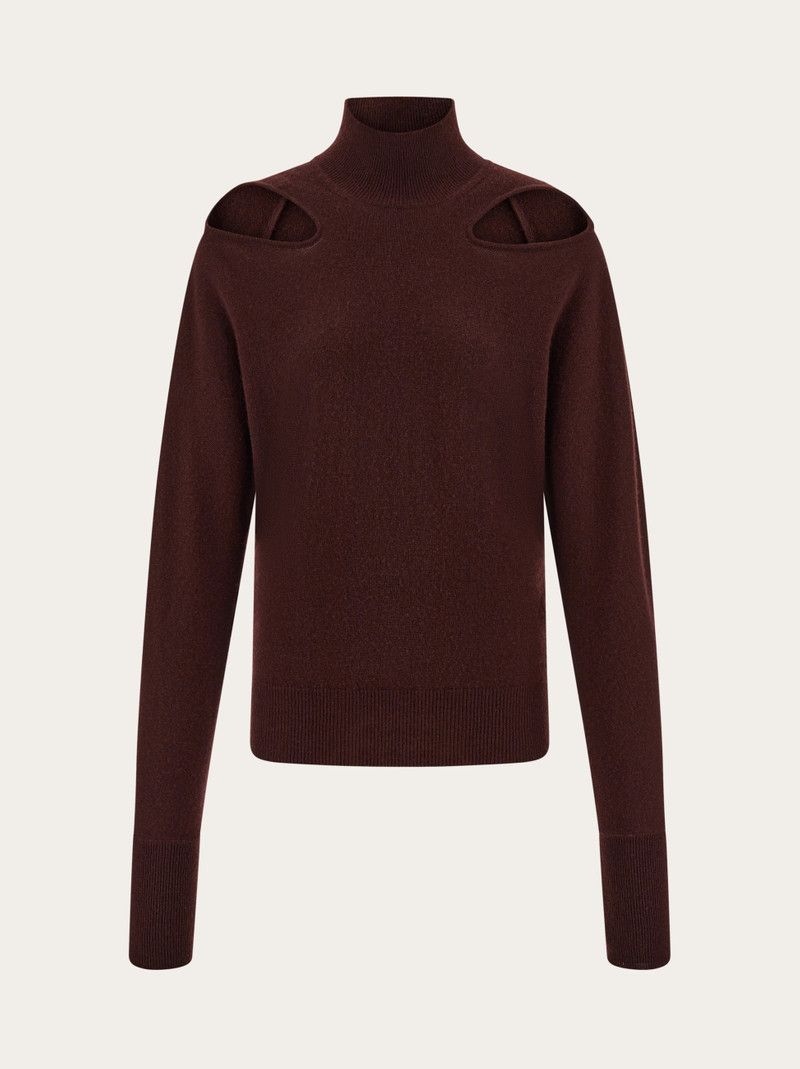 Salvatore Ferragamo o1s1rm0526 Knitted Mockneck Sweater in Brown Size M / US 6-8 / IT 42-44 - 1 Thumbnail