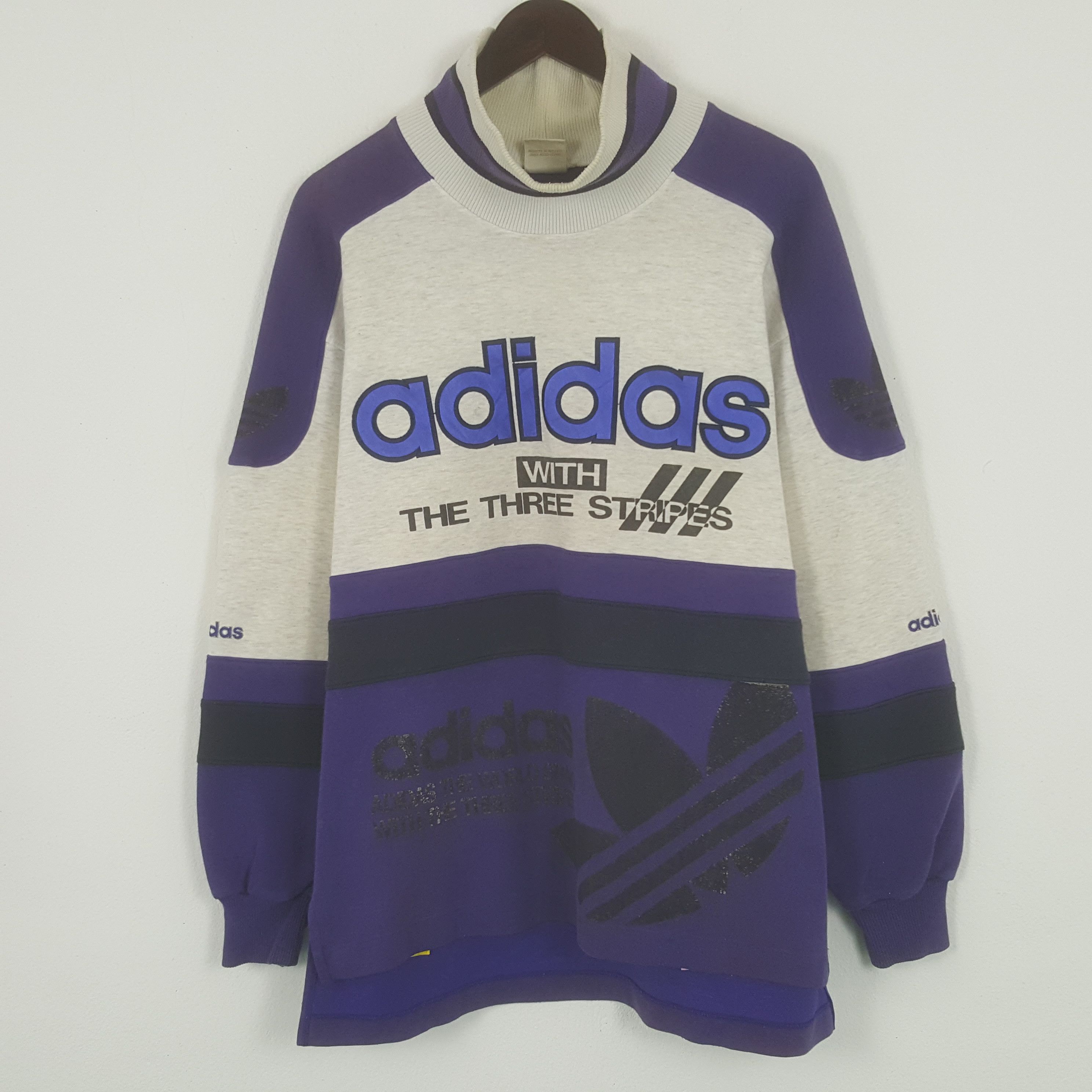 Vintage Adidas Sweatshirt Vintage Biglogo three high quality Striped Hiphop Swag Streetwea Lo life Japan OG Limited Design