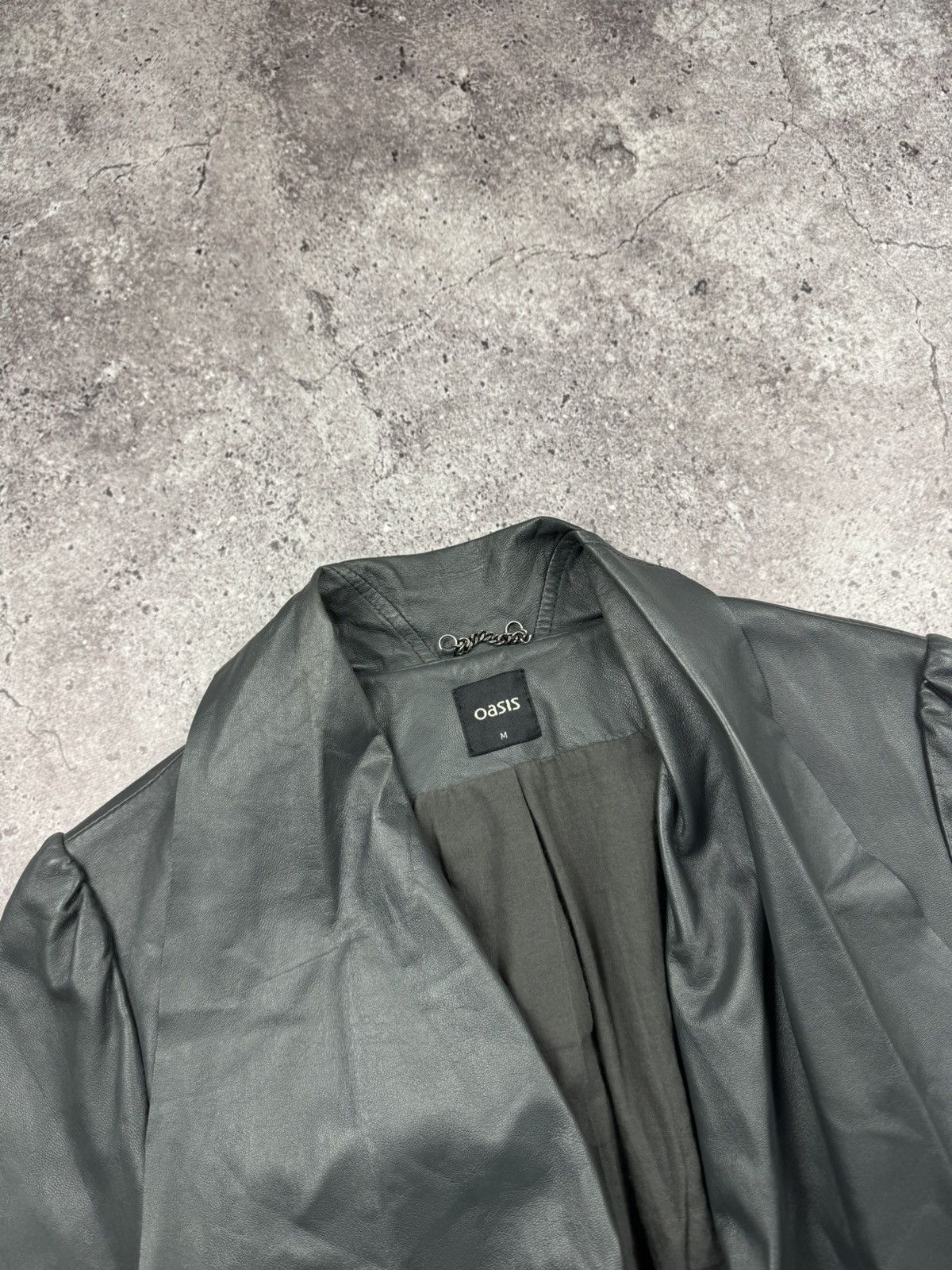 Japanese Brand 90’s Asymmetrical Rick Owen’s Style Leather Jacket Japanesse Size M / US 6-8 / IT 42-44 - 3 Thumbnail