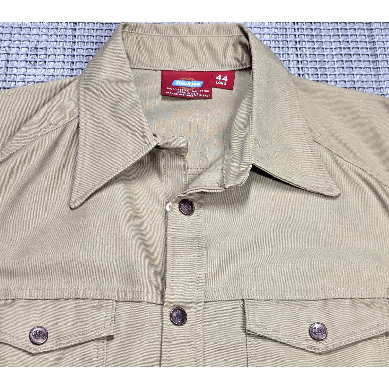 Dickies VINTAGE Dickies Shirt Jacket 44L Beige Heavy Canvas USA Shacket Men 70s 80s Workwear Snap Button All Seasons Pockets Collar MID-LENGTH Jacket Size US XXL / EU 58 / 5 - 3 Thumbnail