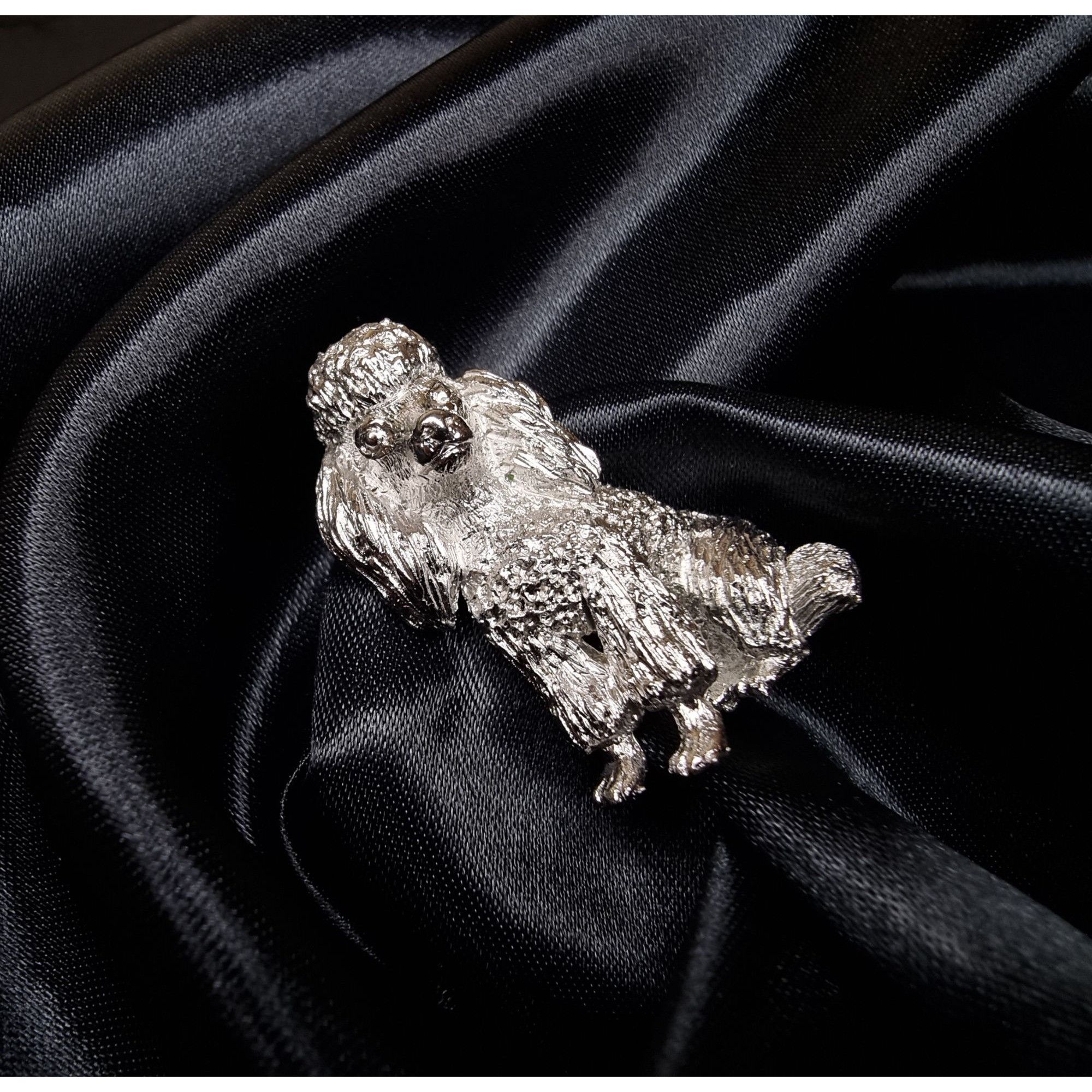Vintage Vintage Trifari Poodle Brooch 1960s Silver Tone Dog Pin Sign Size ONE SIZE - 2 Thumbnail