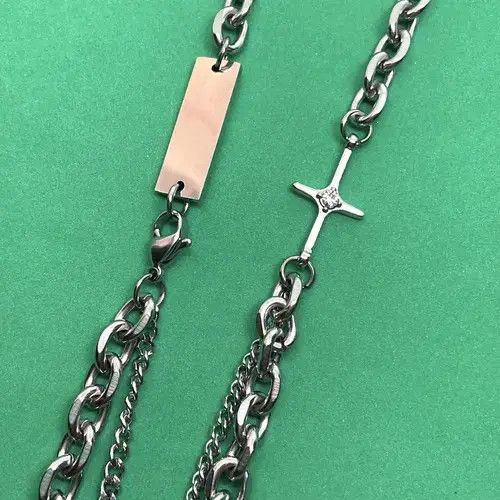 Jewelry Titanium Steel Layered Cross Pendant Necklace for Men Women Size ONE SIZE - 2 Thumbnail