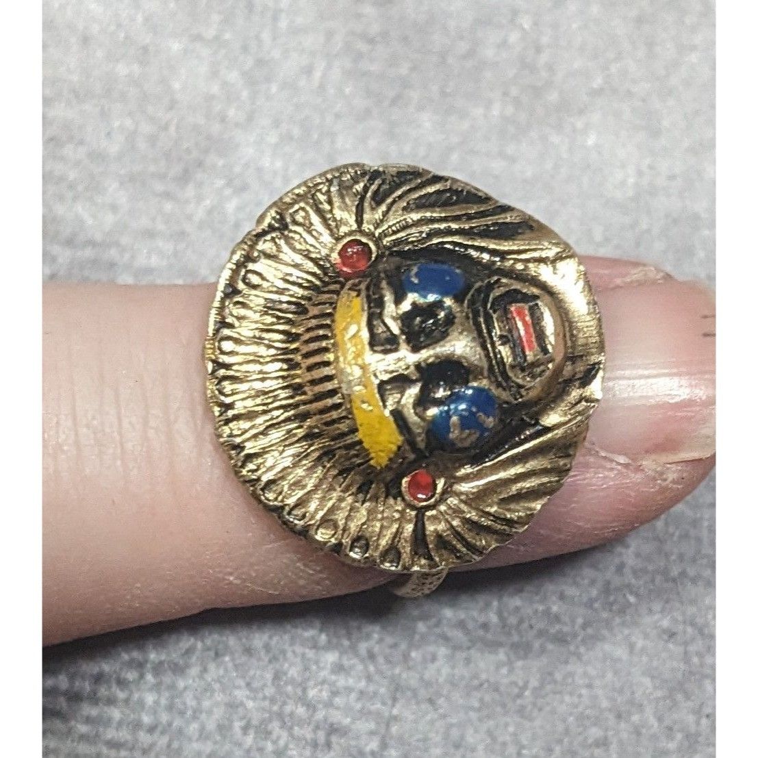 Other Vintage 50s Native Chief Shaped Adjustable Fashion Ring Size Size ONE SIZE - 11 Thumbnail