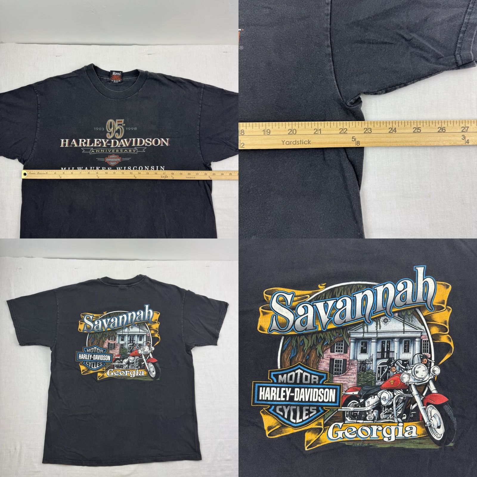 Harley Davidson Vintage Harley-Davidson T Shirt Adult XL Savannah Georgia 95th Anniversary 90s Size US XL / EU 56 / 4 - 8 Thumbnail