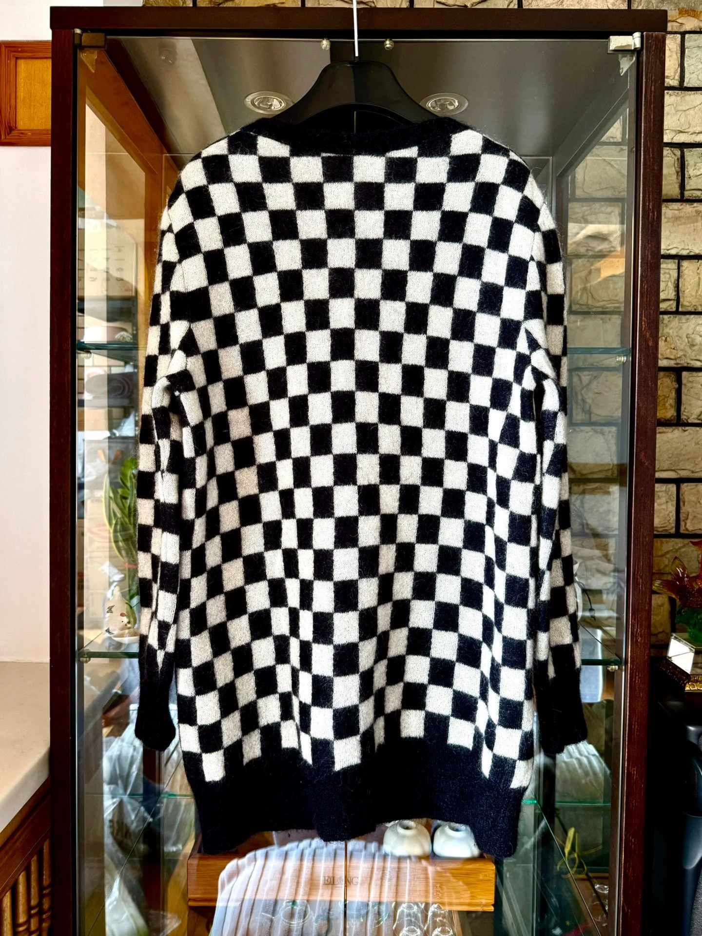Saint Laurent Paris Saint Laurent Black and White Wool Checkerboard Cardigan Size US XS / EU 42 / 0 - 2 Thumbnail