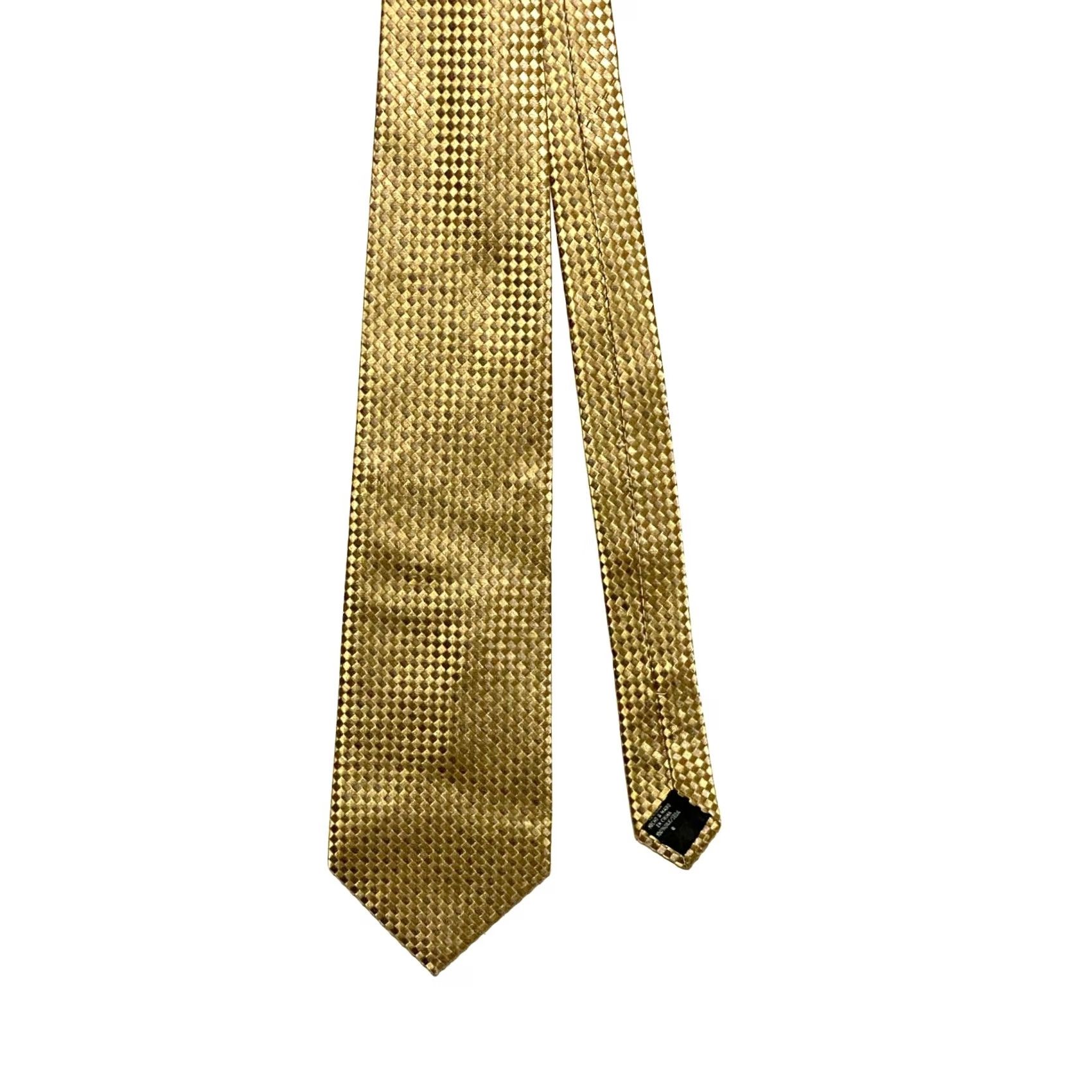 Geoffrey Beene Geoffrey Beene Gold Geometric Diamond Mens Silk Neck Tie Workwear Office Preppy Size ONE SIZE - 3 Thumbnail