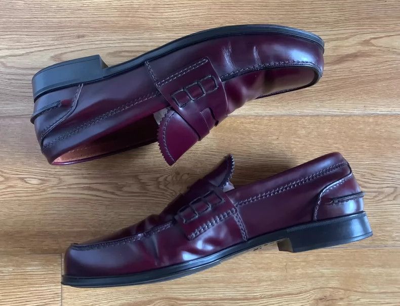 Prada Prada Wine Red Leather Loafers -2505 Size US 8.5 / EU 41-42 - 4 Thumbnail
