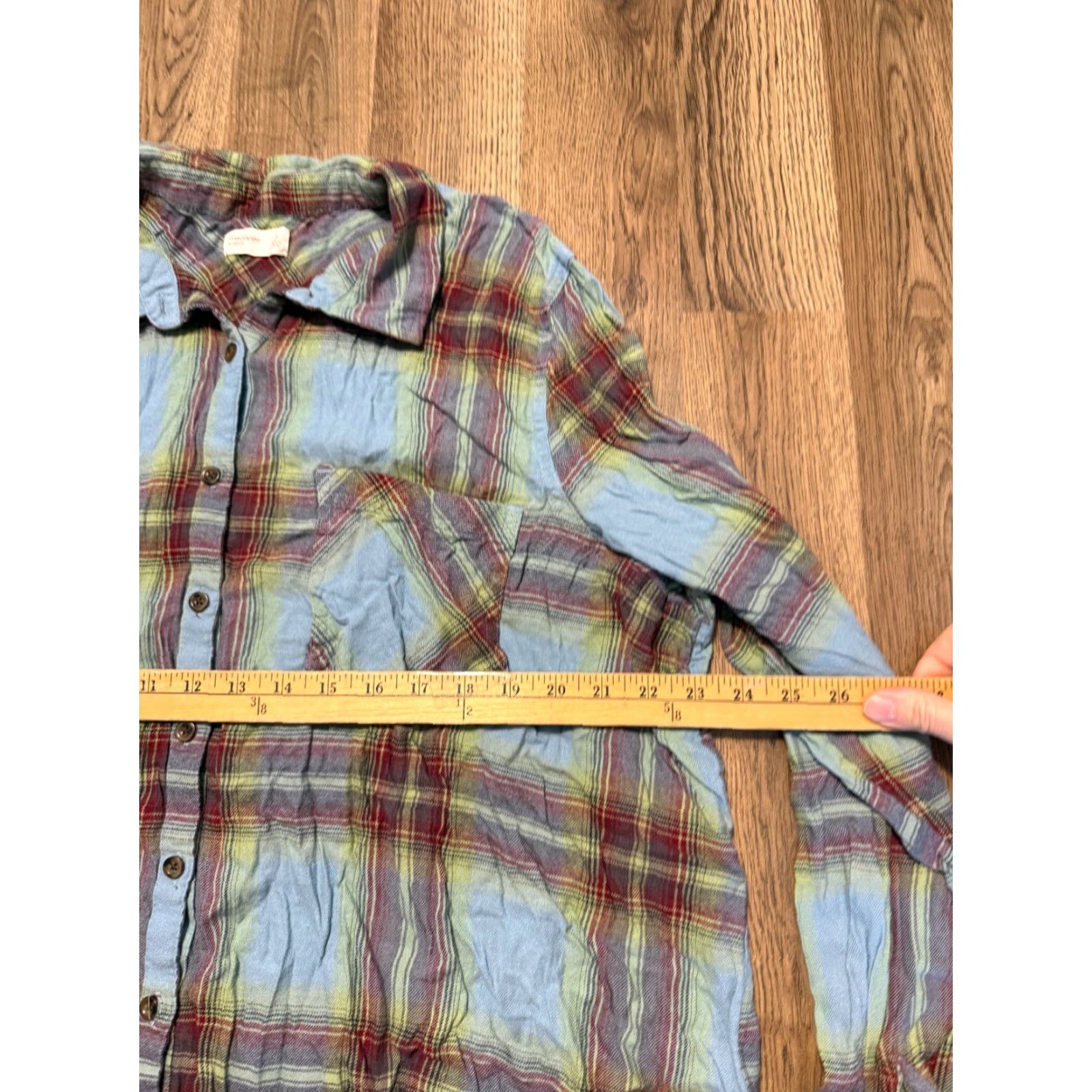 Vintage Maurices Blouse Womens 3X Green Red Blue Plaid Long Sleeve Button Up Relaxed Fit Size XXL / US 16-18 / IT 52-54 - 6 Thumbnail