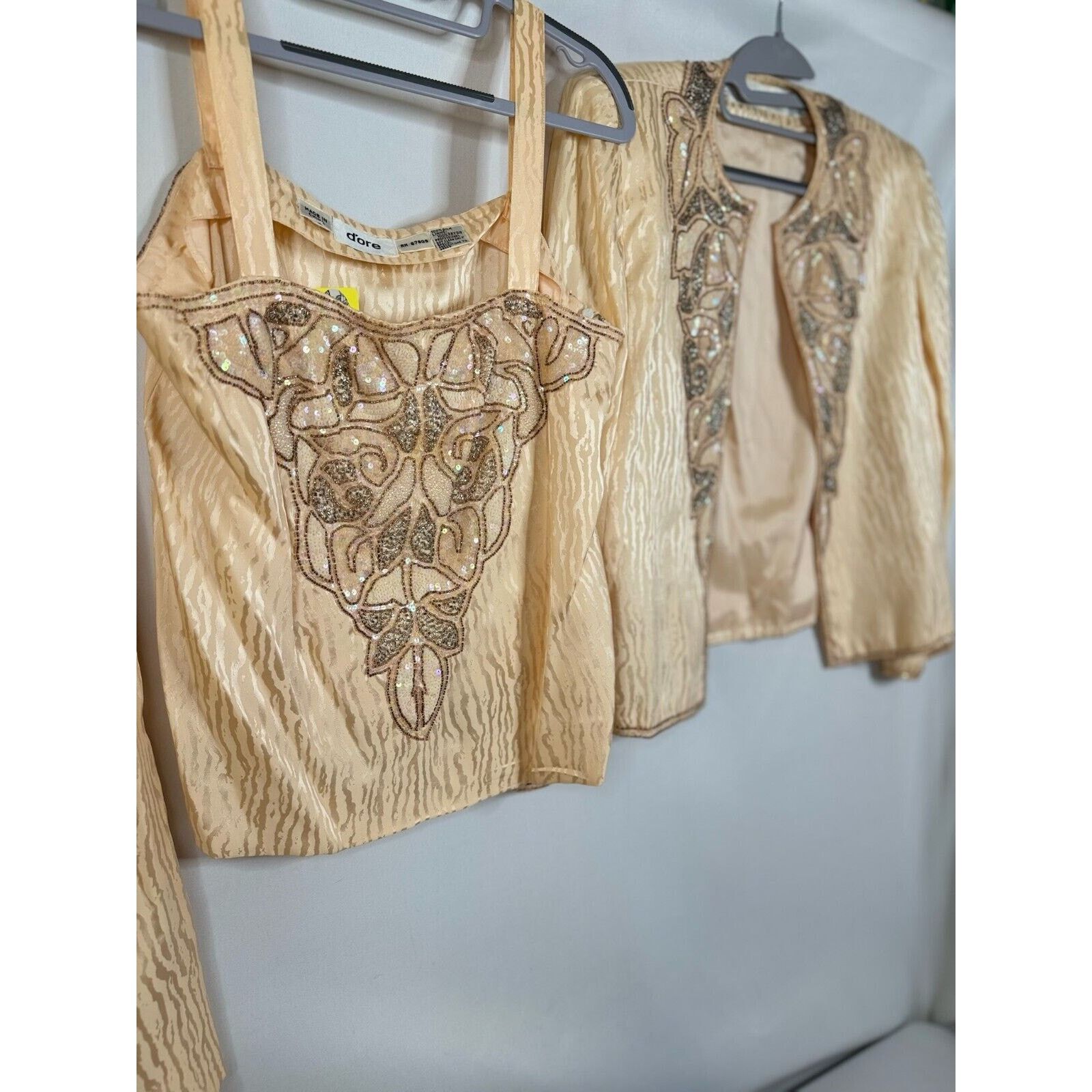 Vintage Vintage D'ore Women's 3 Piece Embroidered Peach Skirt Set Size M / US 6-8 / IT 42-44 - 11 Thumbnail