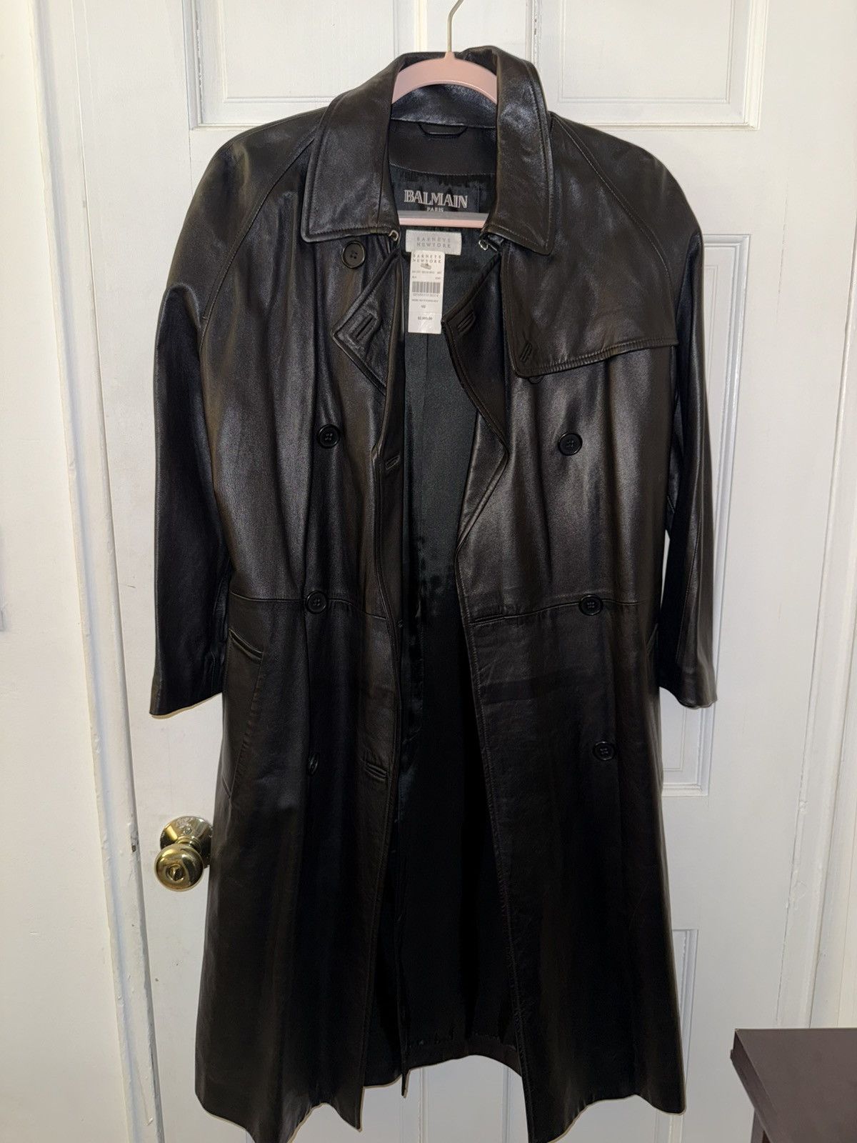 Balmain Leather trench coat Size S / US 4 / IT 40 - 1 Thumbnail
