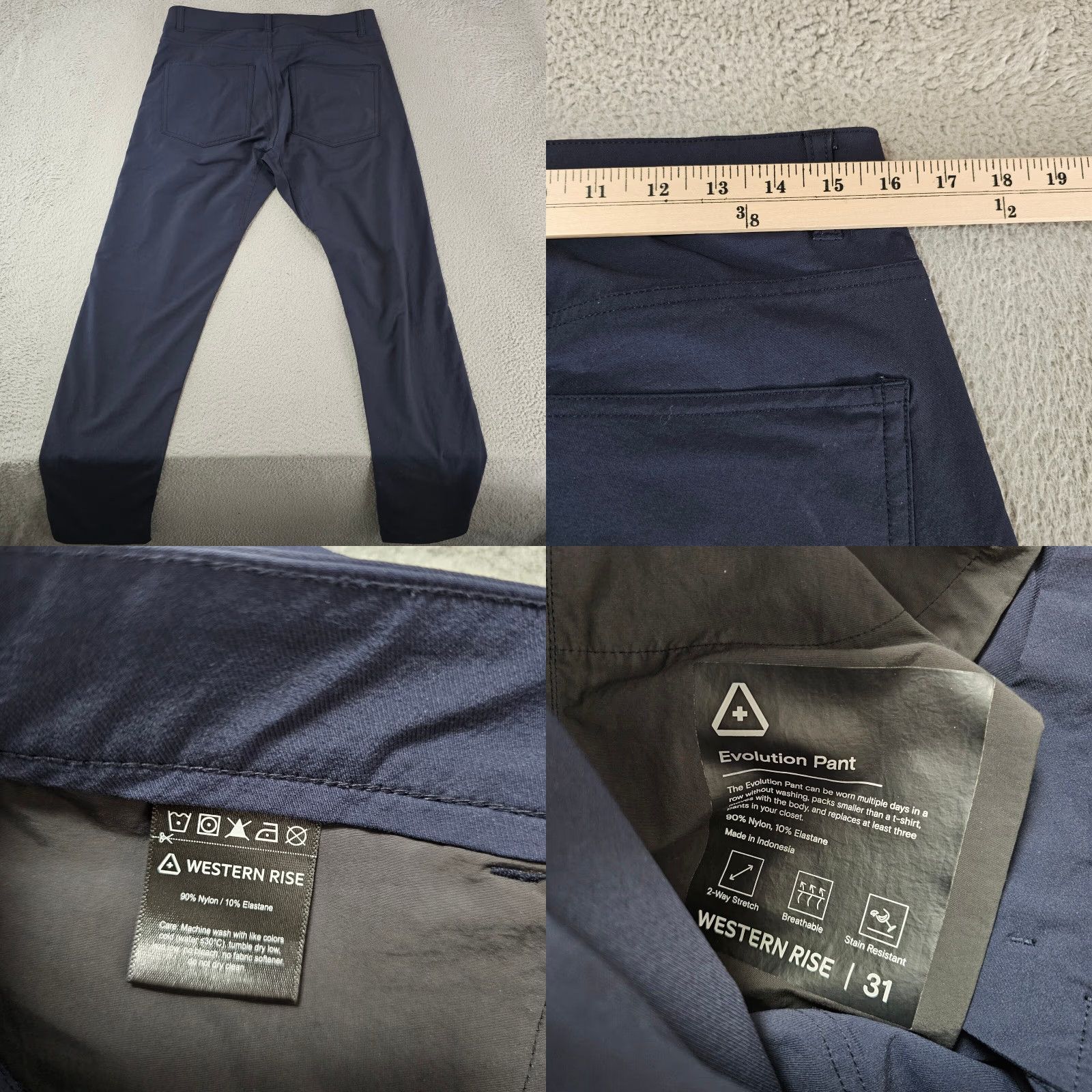 Vintage Western Rise Evolution Pant Mens 31x32 Navy 5-Pocket Nylon Stretch Travel Chino Pants Size US 31 - 8 Thumbnail