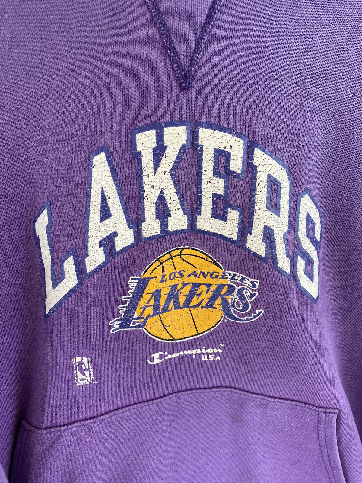 Champion × NBA × Vintage ✅️Vtg Champion Lakers Faded Hoodie Pullover Size US L / EU 52-54 / 3 - 13 Thumbnail