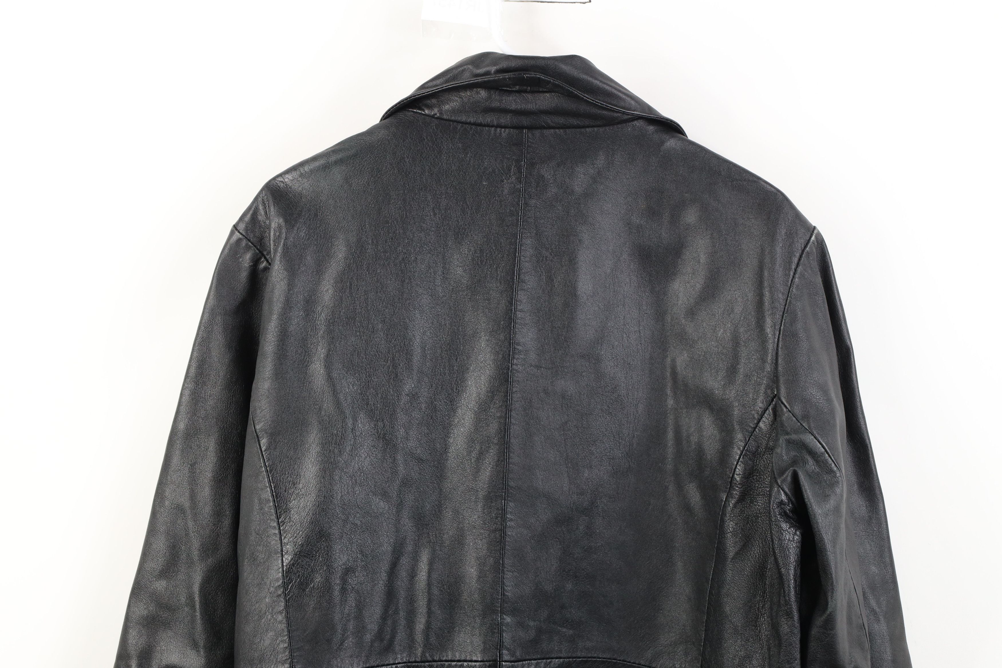 Vintage Vintage 90s Streetwear Leather Button Jacket Coat Black Size L / US 10 / IT 46 - 14 Thumbnail