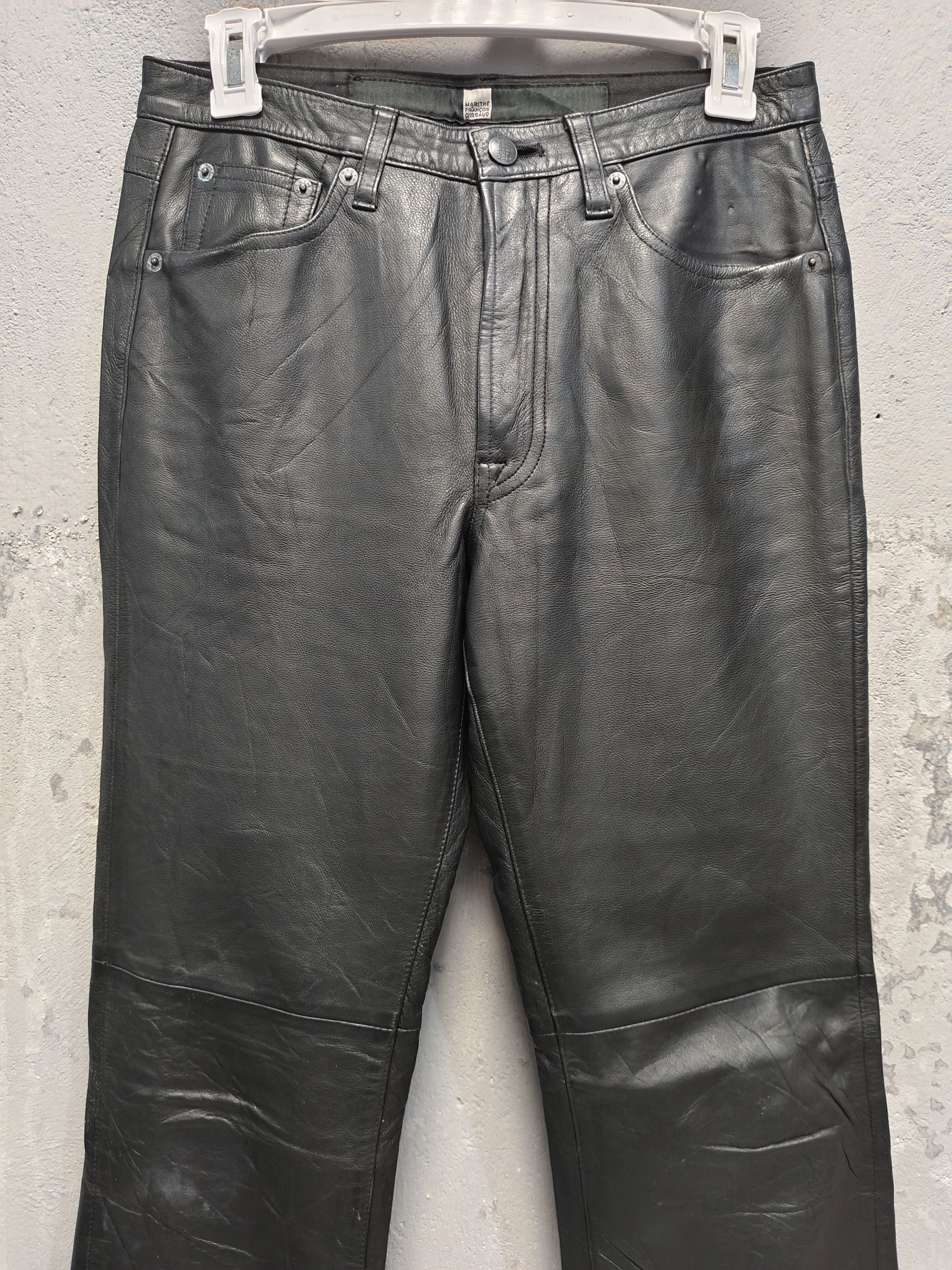 Marithe + Francois Girbaud 90s Marithe Francois Girbaud Minimal Leather Trousers Size US 30 / EU 46 - 2 Thumbnail
