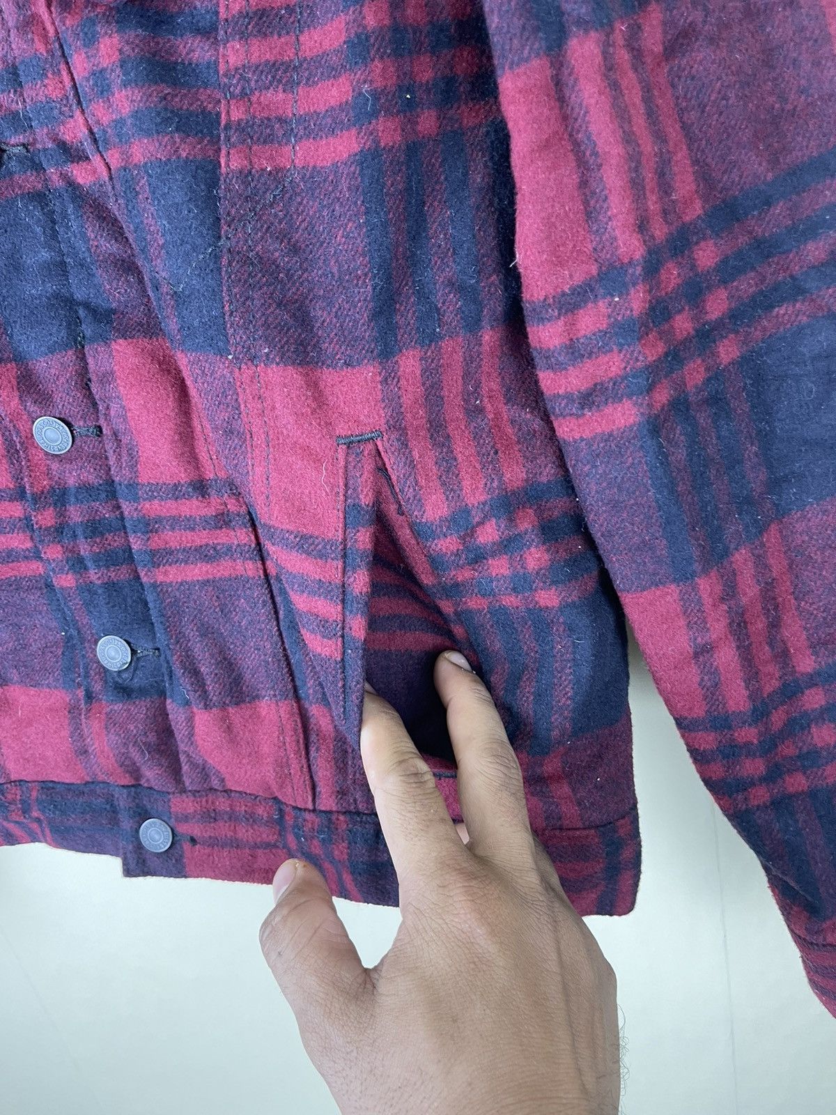 Levi's × Levi's Vintage Clothing × Vintage VINTAGE LEVIS Red Tartan Sherpa Trucker Jacket Size US S / EU 44-46 / 1 - 9 Thumbnail