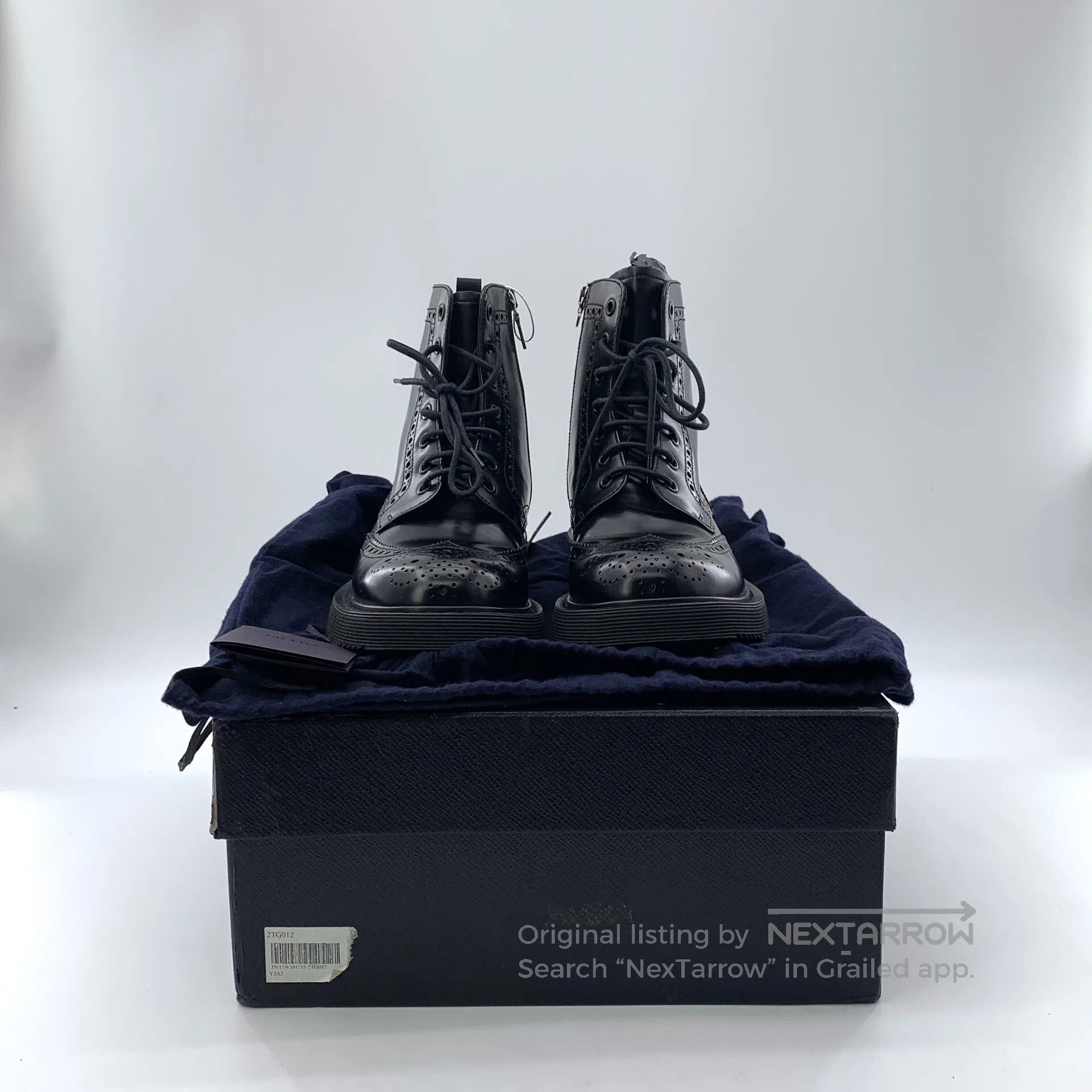 Other Prada Black leather carved laced casual flat Martin boots| Size US 6 / EU 39 - 8 Thumbnail