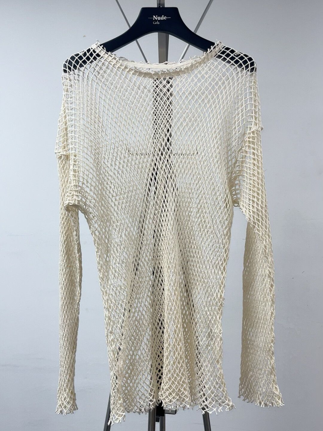 Dries Van Noten drapes in cream mesh long sleeve top Size S / US 4 / IT 40 - 1 Thumbnail