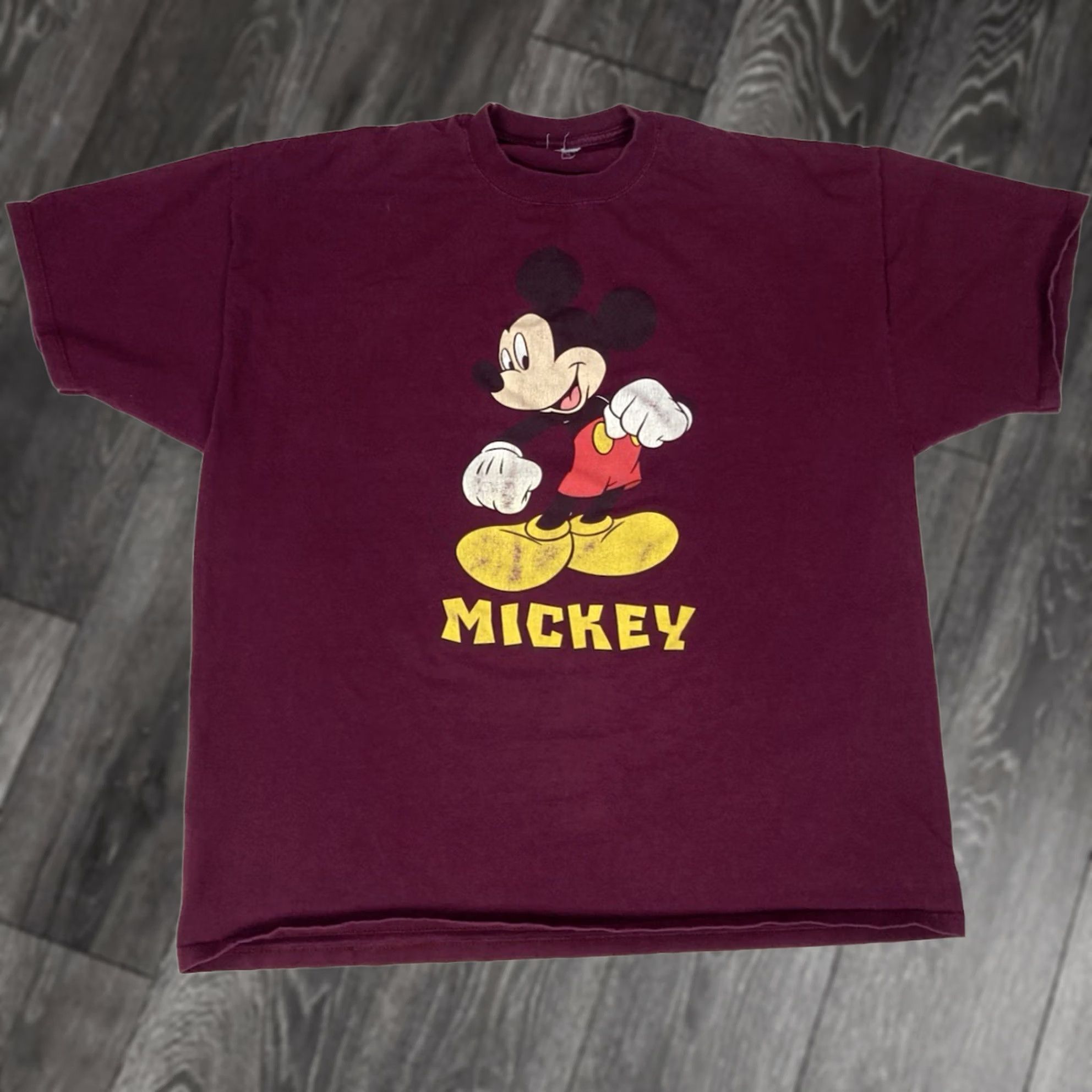Disney VINTAGE Disney Mickey Mouse Graphic T-shirt Men XXL Maroon Red 90s Shirt Size US XXL / EU 58 / 5 - 1 Thumbnail