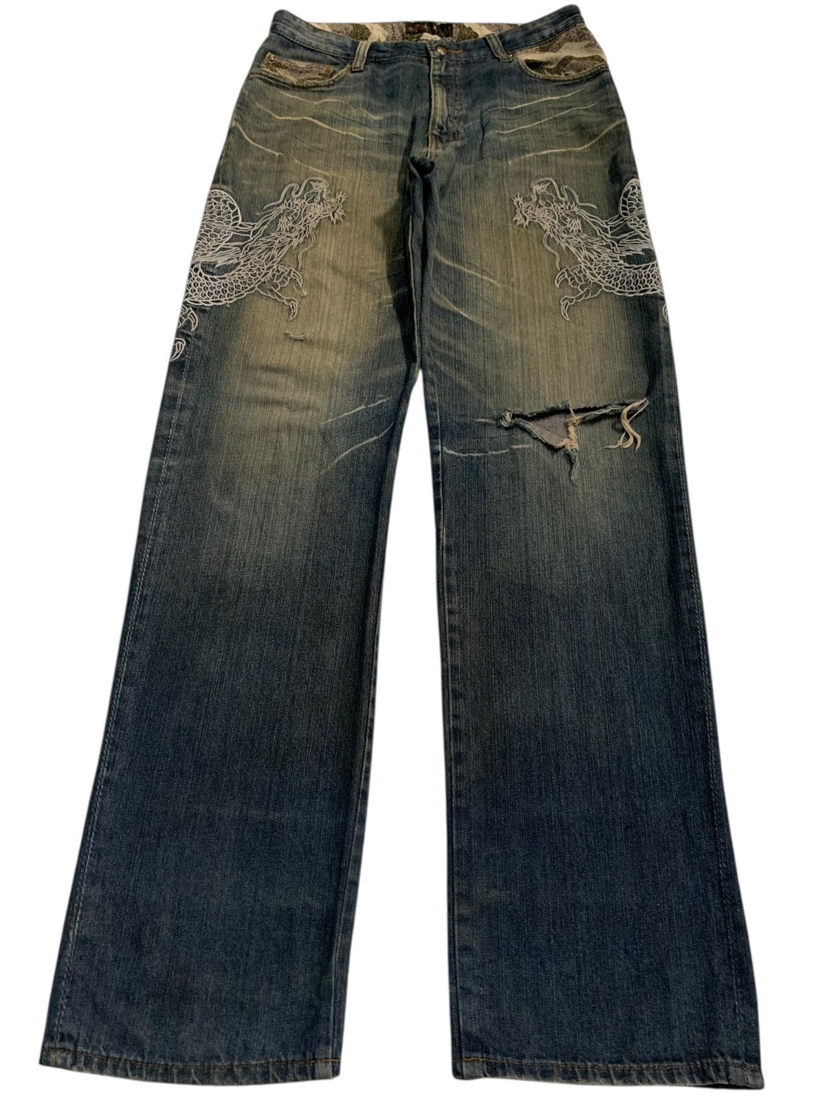 Kapital DRAGON EMBROIDERY INSPIRED BY KARAKURI DISTRESSED DENIM Size US 32 / EU 48 - 3 Thumbnail