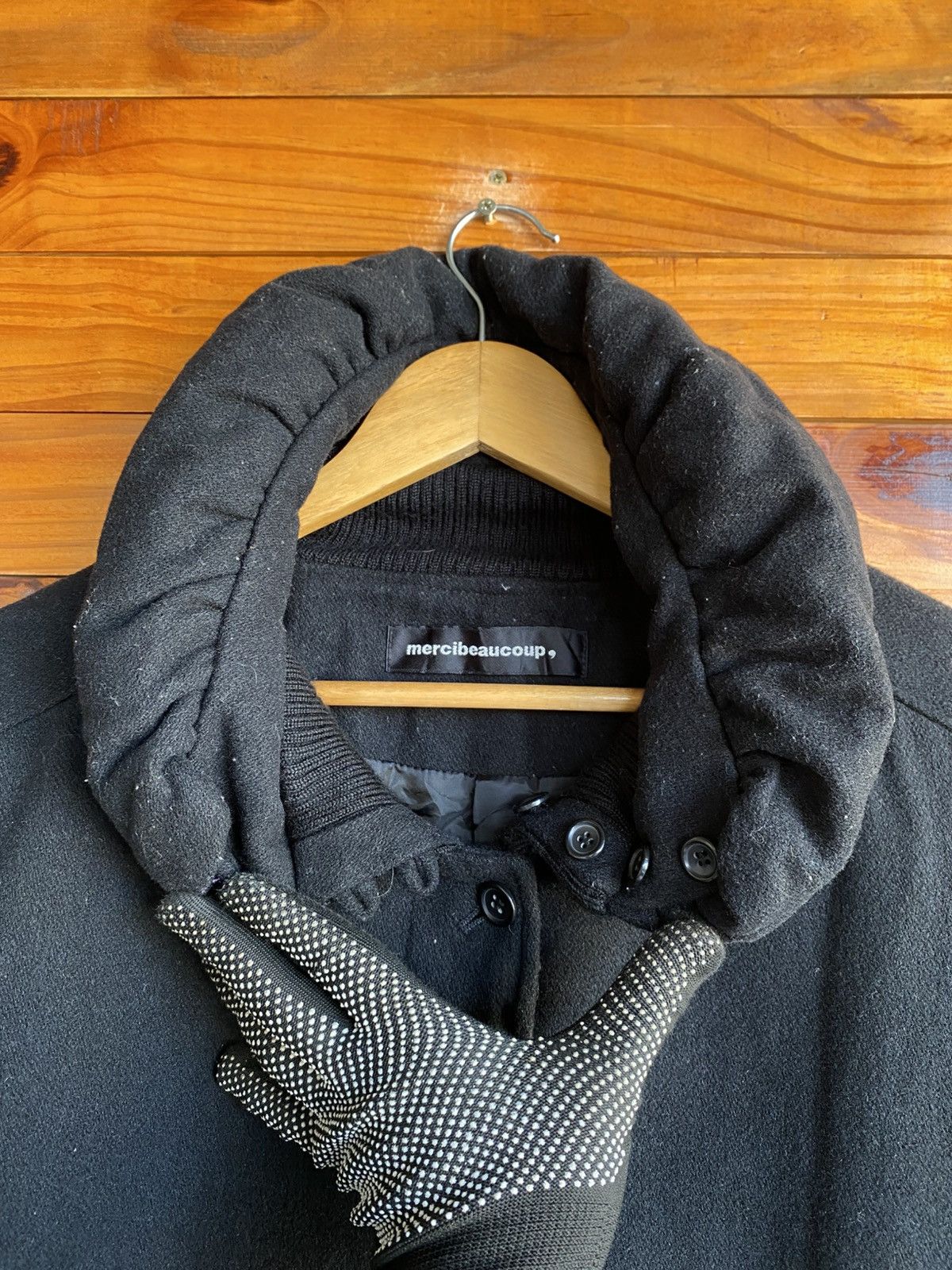 Issey Miyake mercibeaucoup, Black Wool Blend Padded Coat Hooded Jacket Size US S / EU 44-46 / 1 - 8 Thumbnail