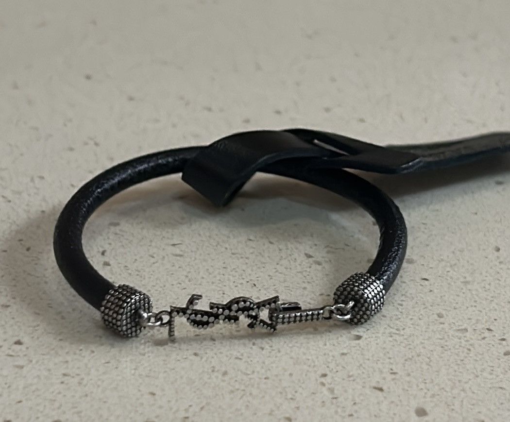 Saint Laurent Paris Saint Laurent OPYUM Bracelet In Crinkled Leather And Metal Size ONE SIZE - 8 Thumbnail