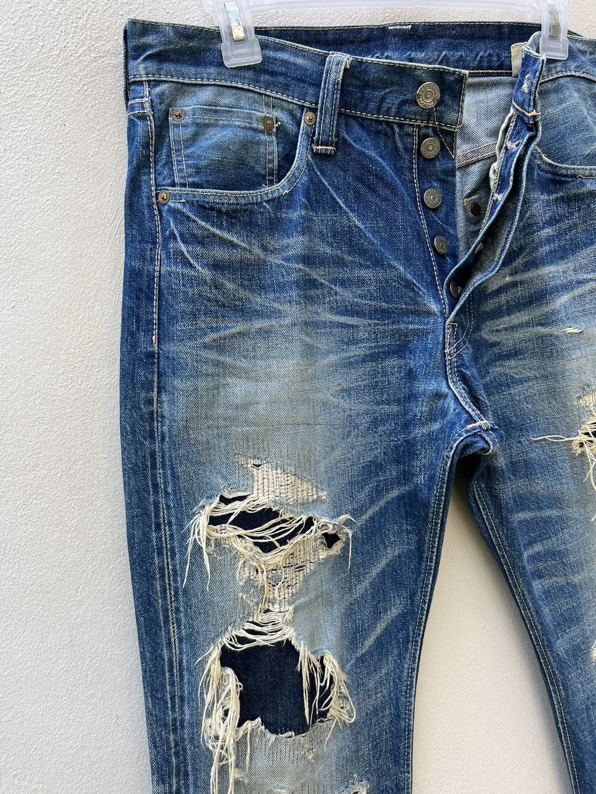Sugar Cane Vintage Sugar Cane Japan Distress Mud Denim Selvedge Jeans Size US 30 / EU 46 - 7 Thumbnail