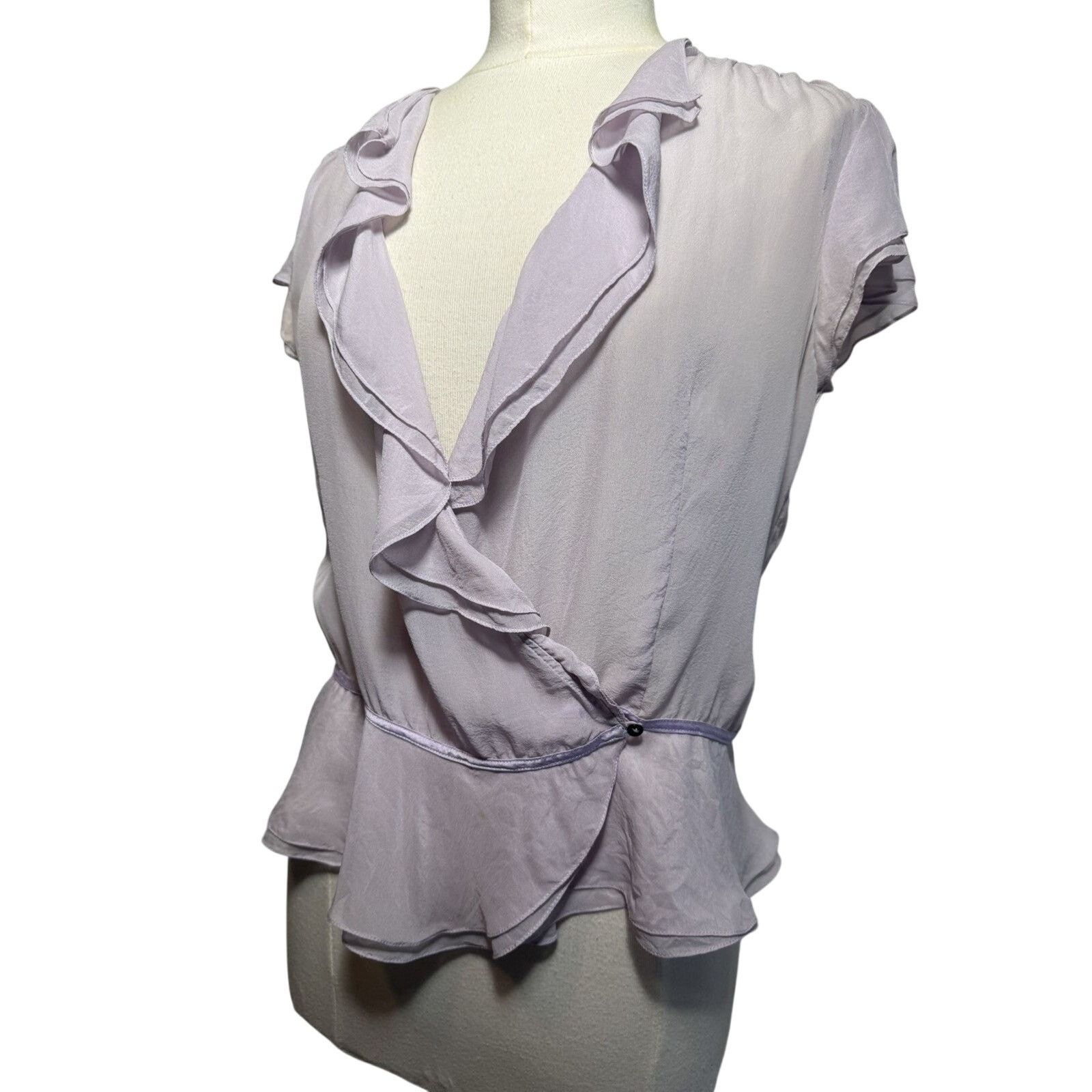 DKNY DKNY Lilac Silk Wrap Top Short sleeve Size XL / US 12-14 / IT 48-50 - 3 Thumbnail