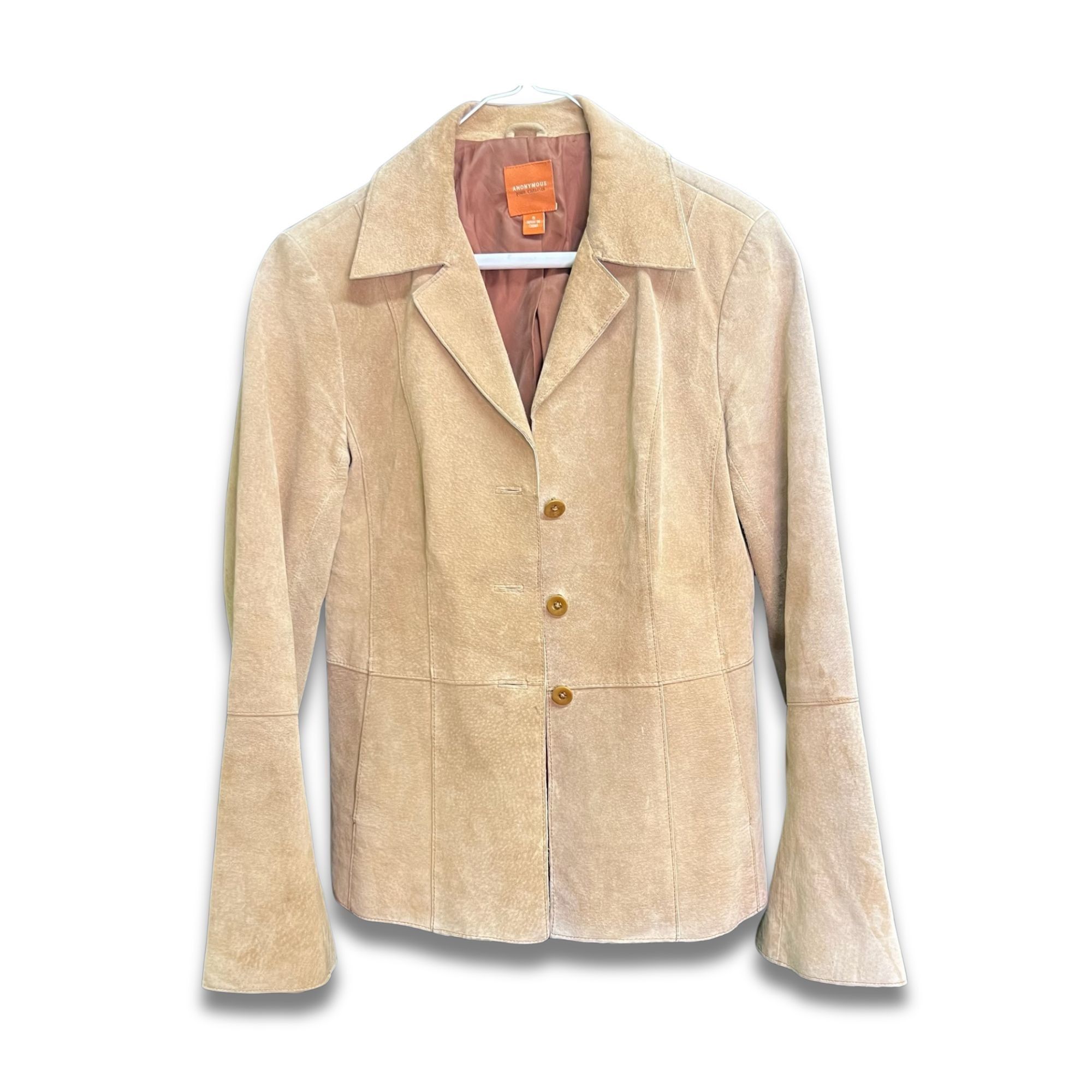 Other Anonymous John Carlisle Tan Suede Button-Up Blazer Jacket Wo Size S / US 4 / IT 40 - 2 Thumbnail
