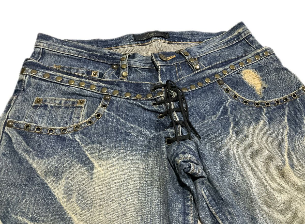 If Six Was Nine Midas Double Waist Lace Up Flared Denim Patchwork Size US 32 / EU 48 - 4 Thumbnail
