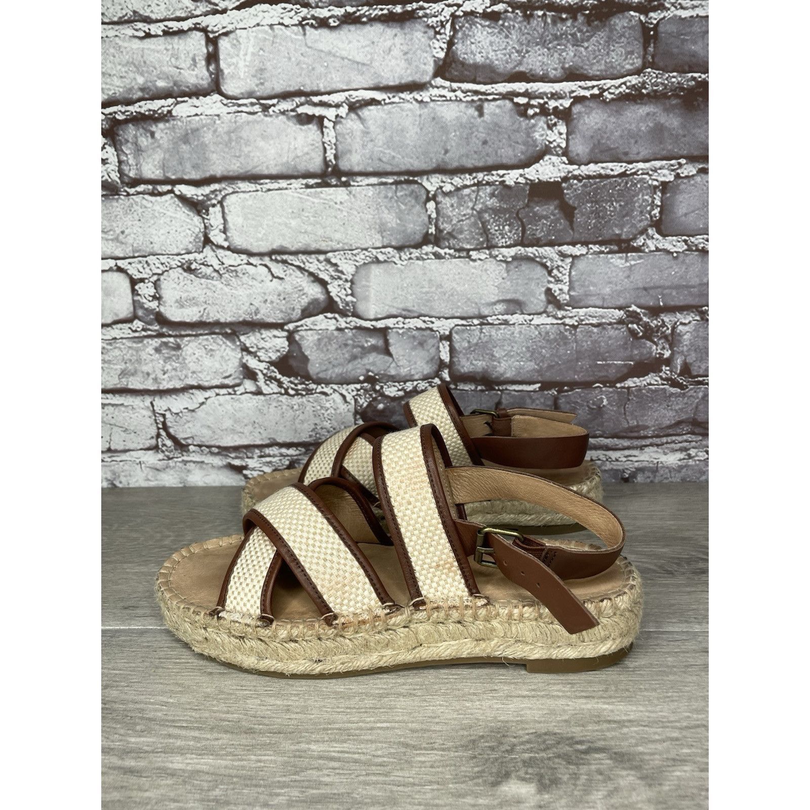 Madewell Madewell Julie Beige Brown Espadrille Slingback Strap Sandal Size US 7.5 / IT 37.5 - 5 Thumbnail