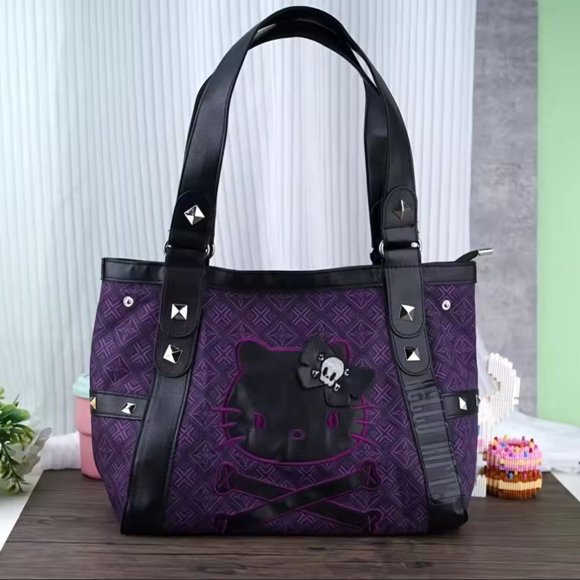 Other Hello Kitty Vintage Purple Handbag Y2K Gothic Style Size ONE SIZE - 6 Thumbnail