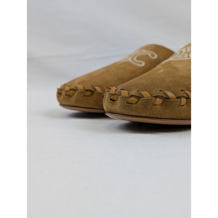 Celine o1rshd1 Suede Calfskin Mules in Dark Havana Size US 11 / EU 44 - 8 Thumbnail