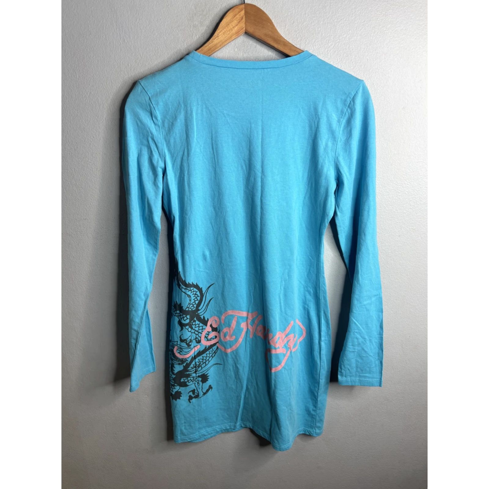 Ed Hardy Ed Hardy T-Shirt Dress Womens M Blue Long Sleeve Tattoo Skull Dragon Dress Size M / US 6-8 / IT 42-44 - 4 Thumbnail