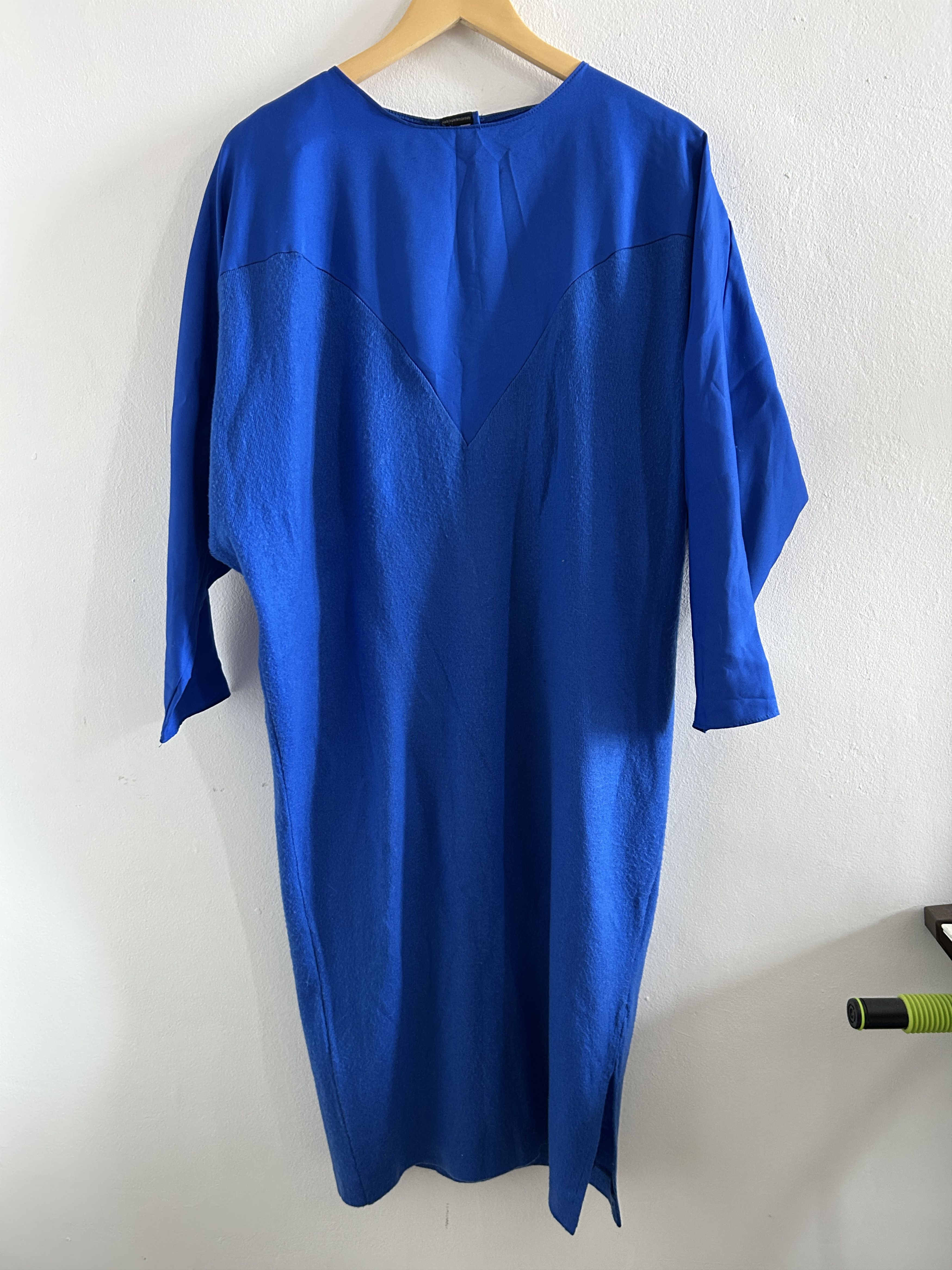 Vintage Vintage 80s Cobalt Blue Dolman Sleeve Midi Tunic Dress Size S / US 4 / IT 40 - 8 Thumbnail