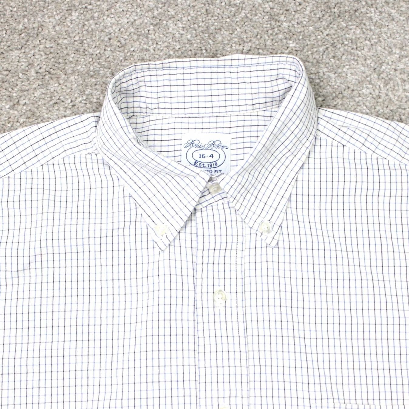 Brooks Brothers Brooks Brothers Shirt Mens 16-4 Blue/White Check Cotton Long Sleeve Relaxed Fit Button-Down Business Casual Workwear Size US L / EU 52-54 / 3 - 4 Thumbnail
