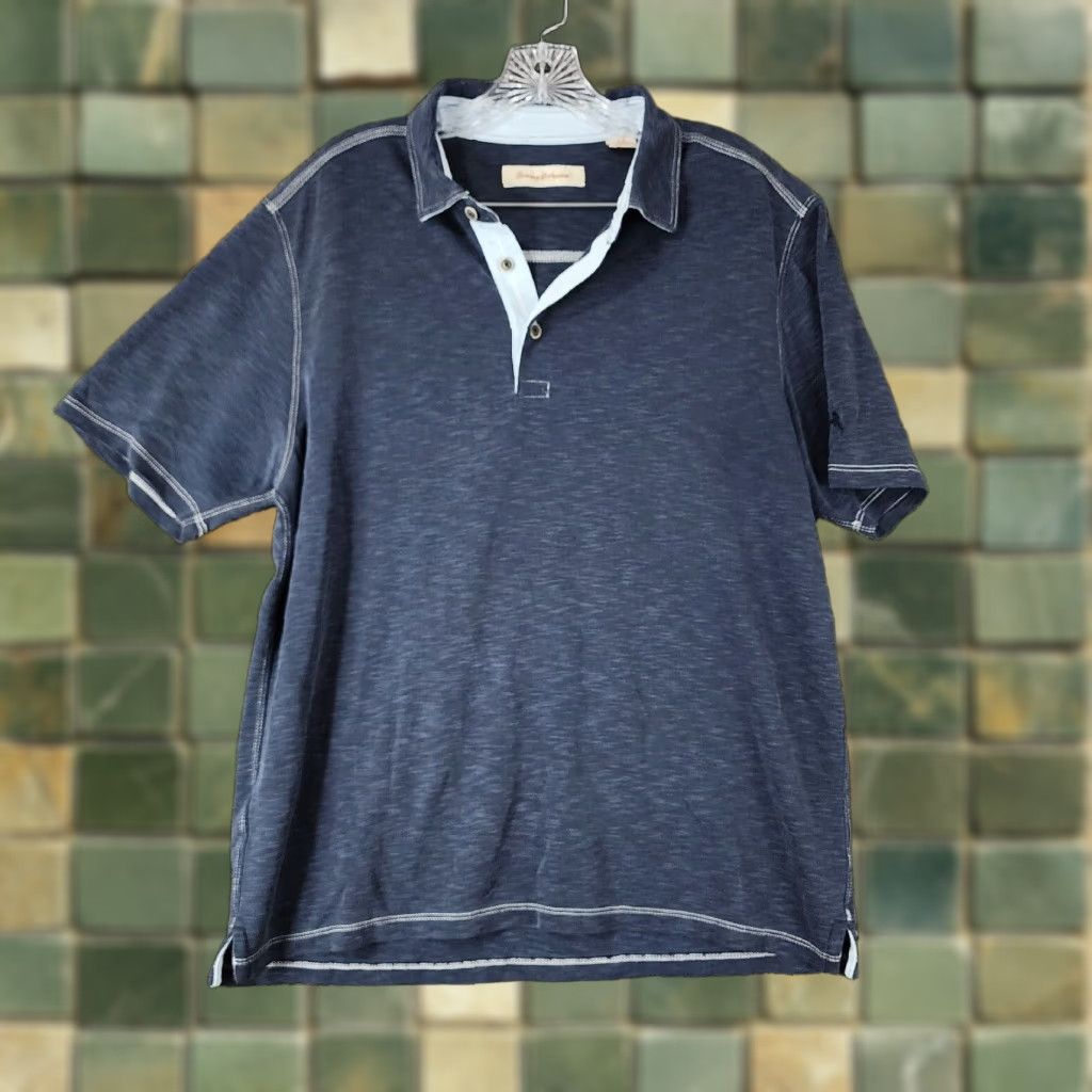 Tommy Bahama Tommy Bahama Polo Shirt Mens Blue Short Sleeve Modal Poly Blend L Regular Size L Size US L / EU 52-54 / 3 - 1 Thumbnail