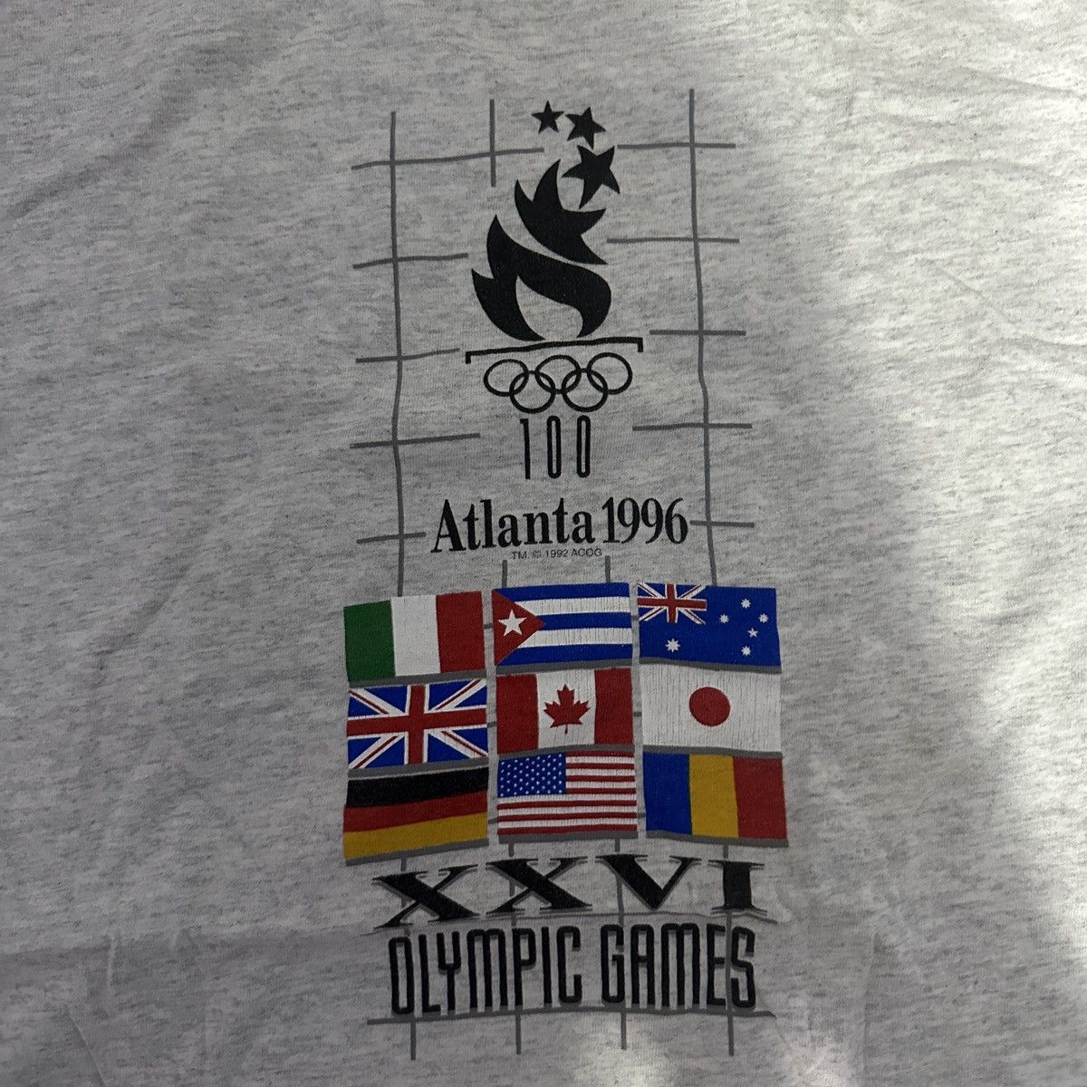 Hanes 1996 Atlanta Olympics grey single stitch cotton tshirt Size US L / EU 52-54 / 3 - 2 Thumbnail