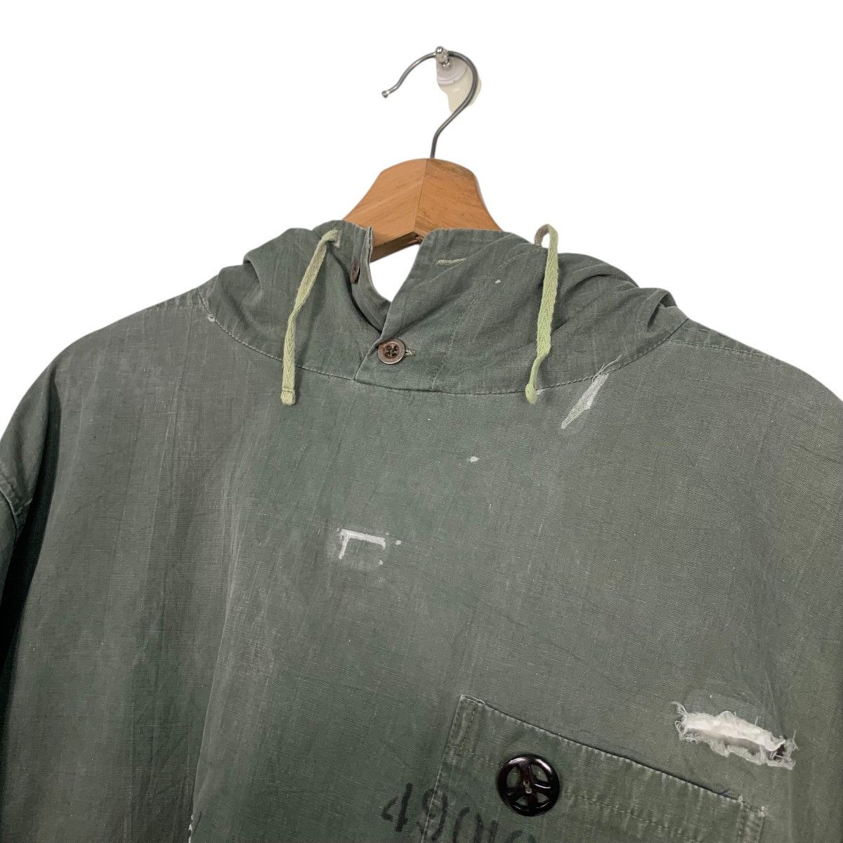Vintage SLOW HANDS US Oil Workism Pullover Hooded Jacket #2917-C132 Size US L / EU 52-54 / 3 - 13 Thumbnail