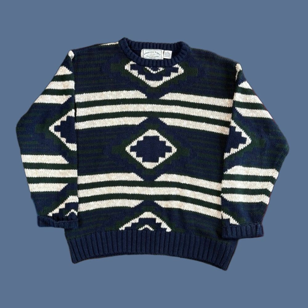 VINTAGE American Eagle Outfitters Pullover Knit Sweater M Men Long Sleeve Solid 90s Blue size M Regular Fall Winter Spring Casual Mens