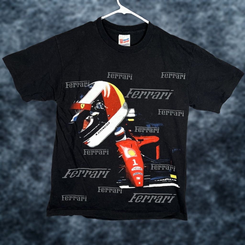 Hanes VINTAGE Ferrari Formula 1 Michael Schumacher T Shirt Adult Large Black Mens Size US L / EU 52-54 / 3 - 1 Thumbnail