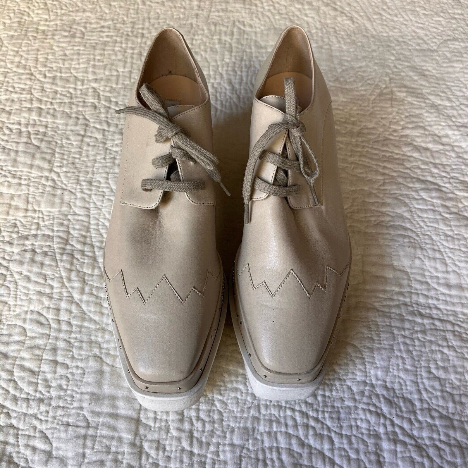 image of Stella Mccartney Womens Beige Faux Leather Elyse Star Platfo in Brown