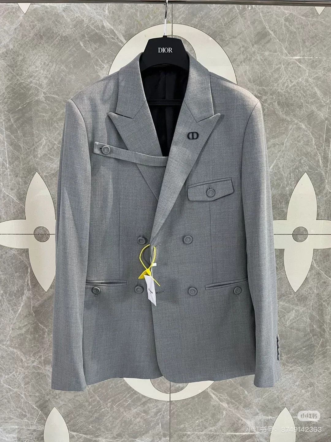 Dior Dior Gray Double Breasted Suit Jacket Size US M / EU 48-50 / 2 - 2 Thumbnail