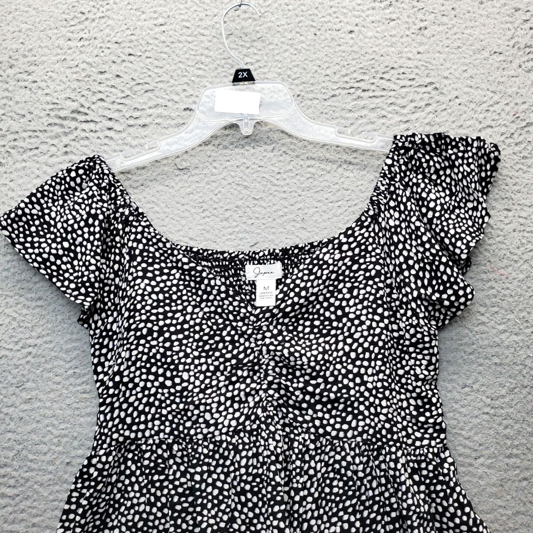 Vintage Japna Blouse Womens M Polka Dot Rayon Pleated Smocked Cap Sleeve Shirt Top Size M / US 6-8 / IT 42-44 - 5 Thumbnail