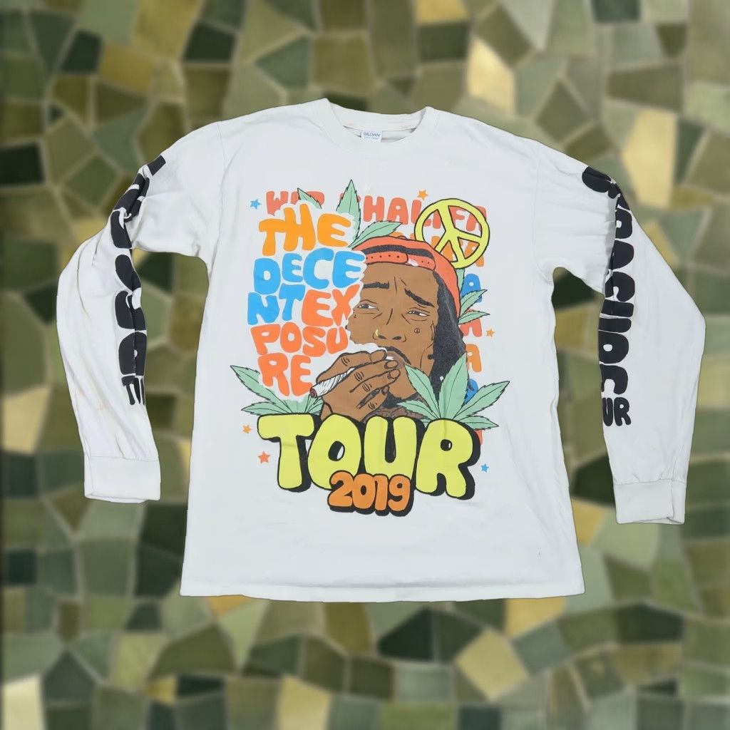 Gildan Wiz Khalifa The Decent Exposure Tour 2019 Long Sleeve T-Shirt M White Mens Cotton Crew Neck Graphic on Front Back Sleeves 19x26 Gildan Size US M / EU 48-50 / 2 - 1 Thumbnail