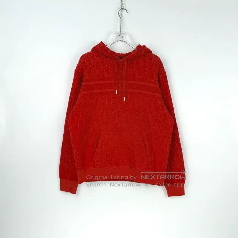 Dior Dior Red classic full logo towel hooded sweatshirt Size US L / EU 52-54 / 3 - 3 Thumbnail